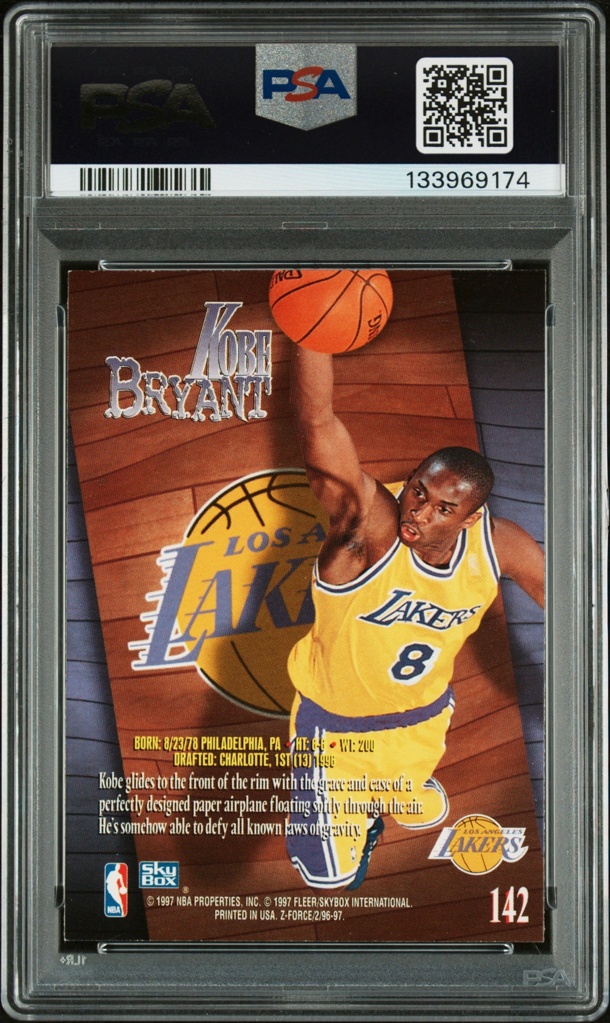 1996 Skybox Z-Force #142 Kobe Bryant PSA 6 Rookie Los Angeles Lakers LA RC