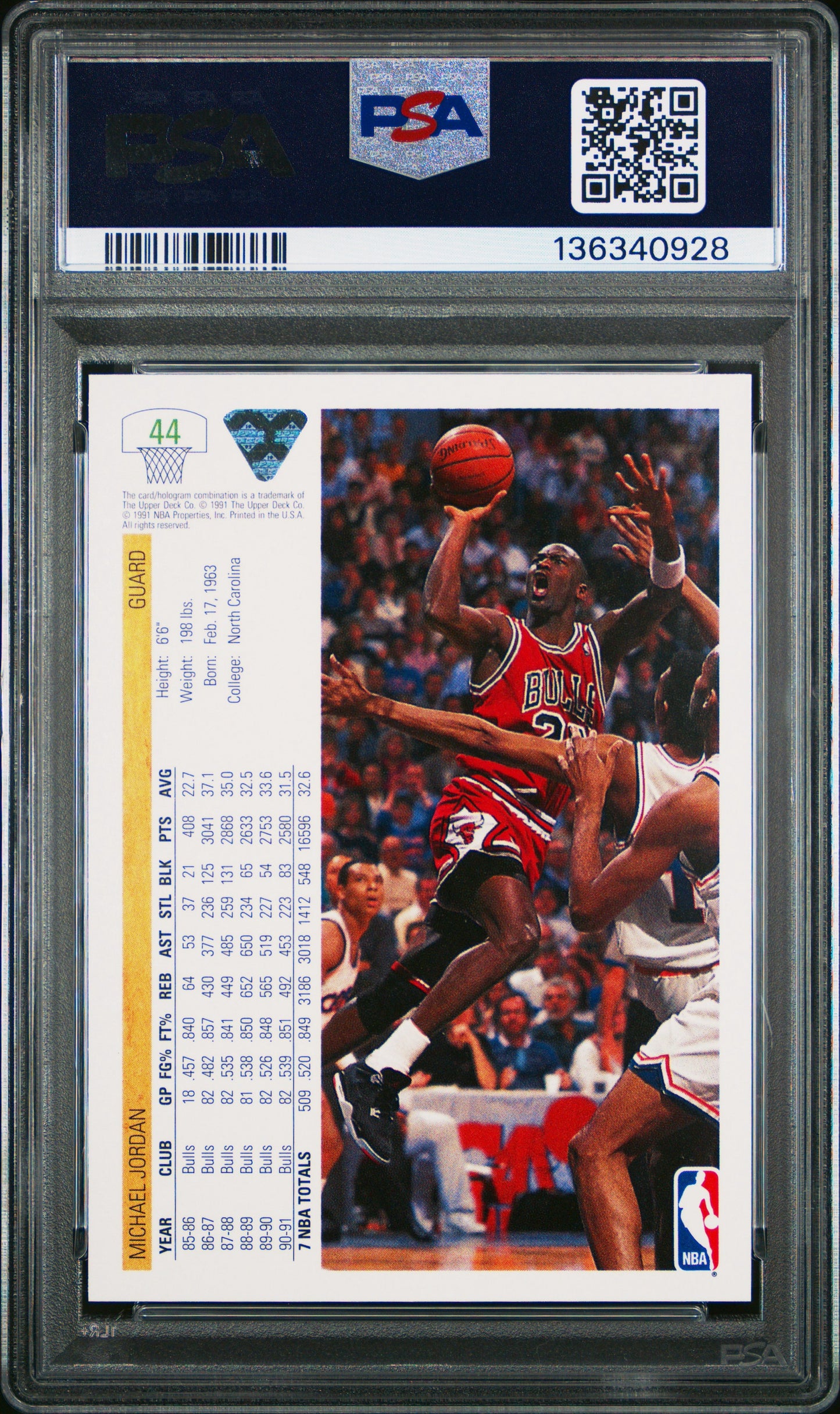 1991 Upper Deck #44 Michael Jordan PSA 7 NBA Chicago Bulls MJ