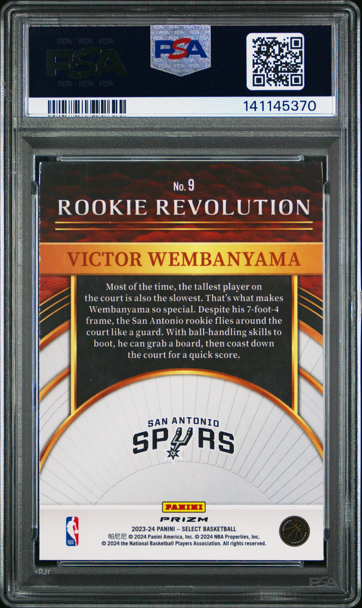 2023 Panini Select Rookie Revolution #9 Victor Wembanyama RK Revolution-Tectonic PRZ PSA 10