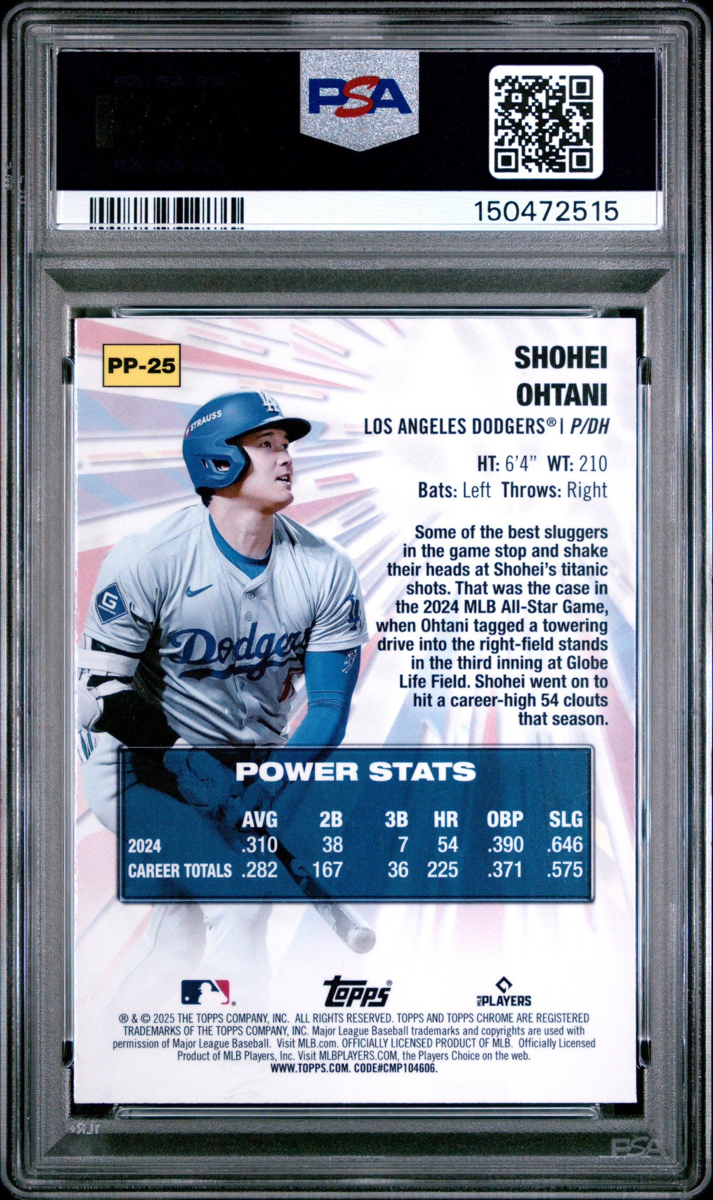 2025 Topps Chrome Power Players #PP25 Shohei Ohtani PSA 10 Los Angeles Dodgers