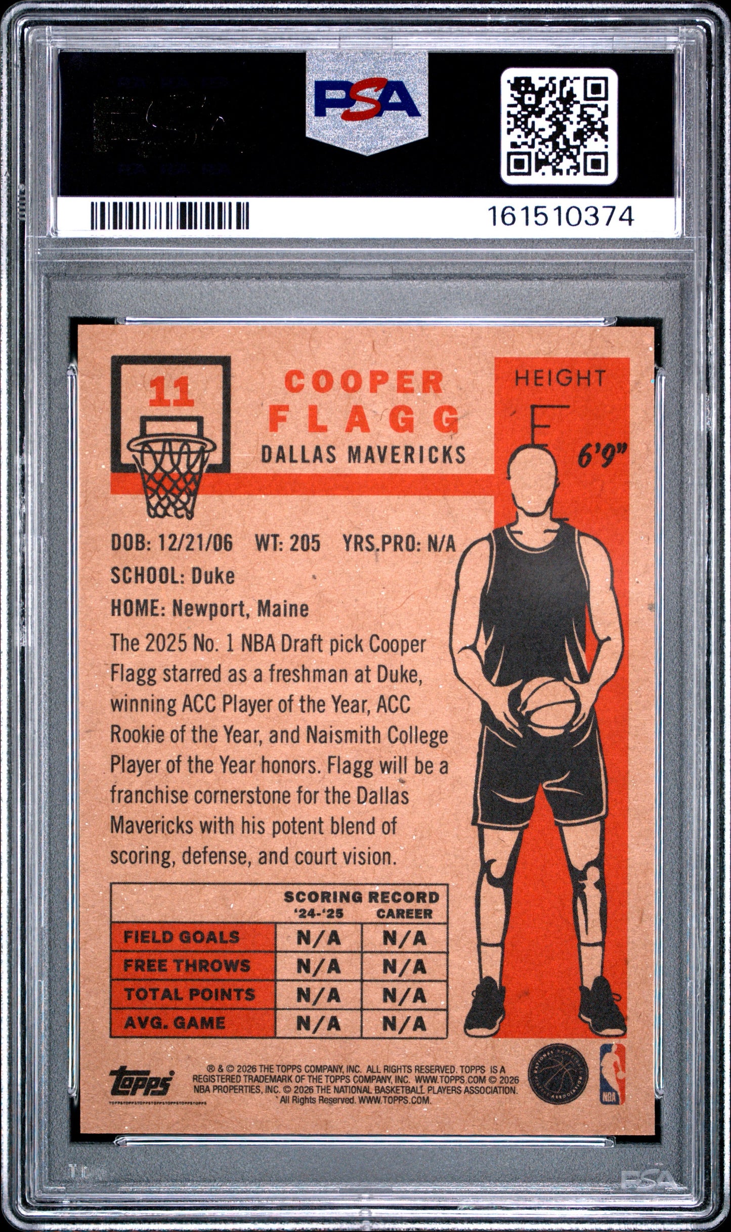 2026 Topps Living #11 Cooper Flagg PSA 10 Rookie RC Dallas Mavericks