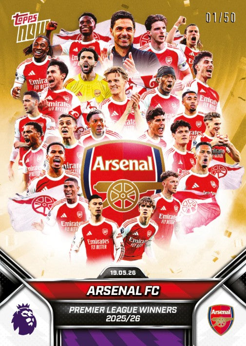 PRE-ORDER Topps NOW Arsenal FC 2025-26 Premier League Card 199 May28
