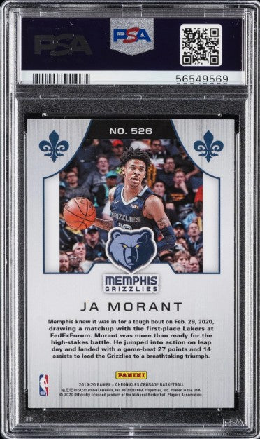 2019 Panini Chronicles #526 Ja Morant PSA 10 Rookie RC Memphis Grizzlies