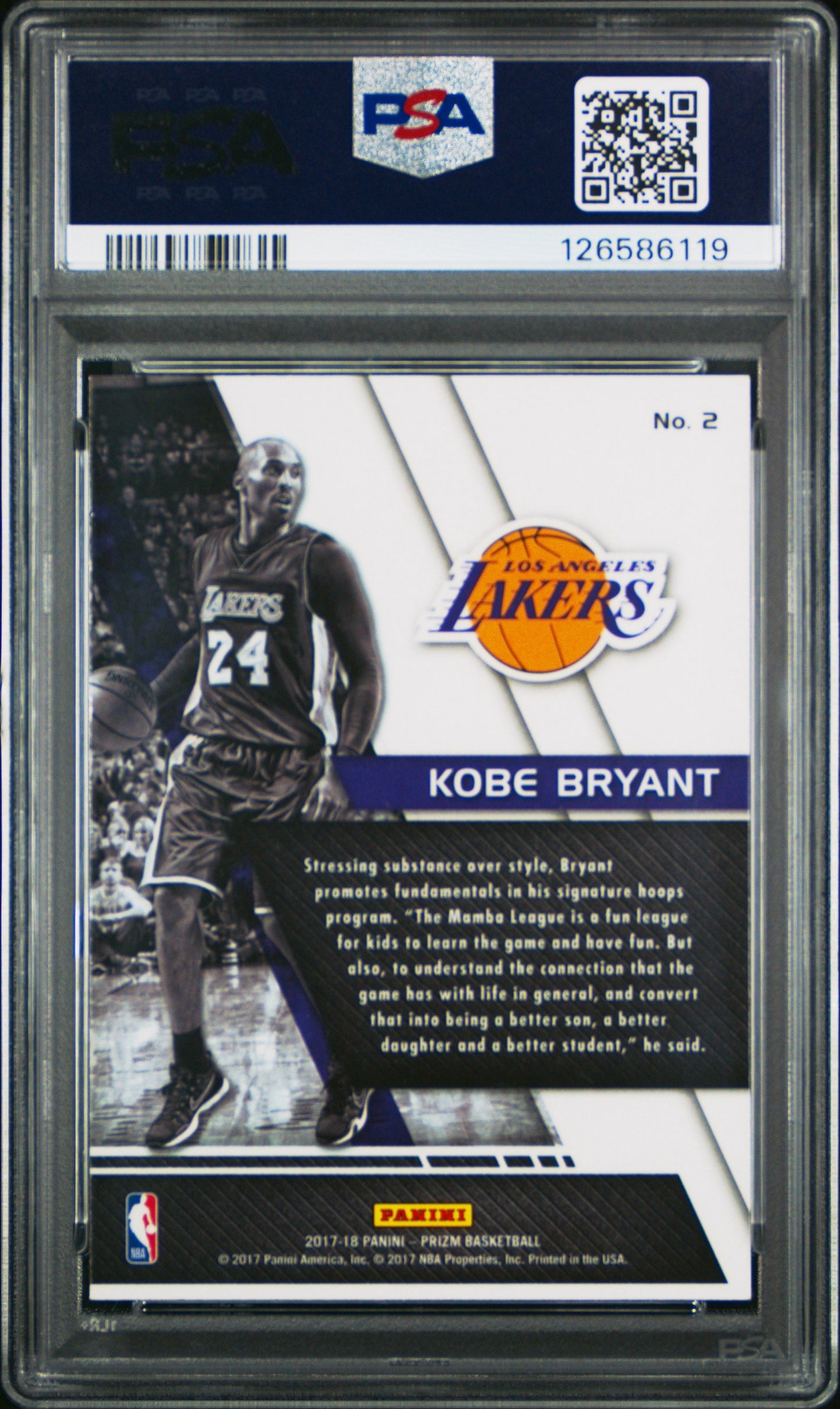 Panini Prizm Fundamentals 2 Kobe Bryant 2017 PSA 10