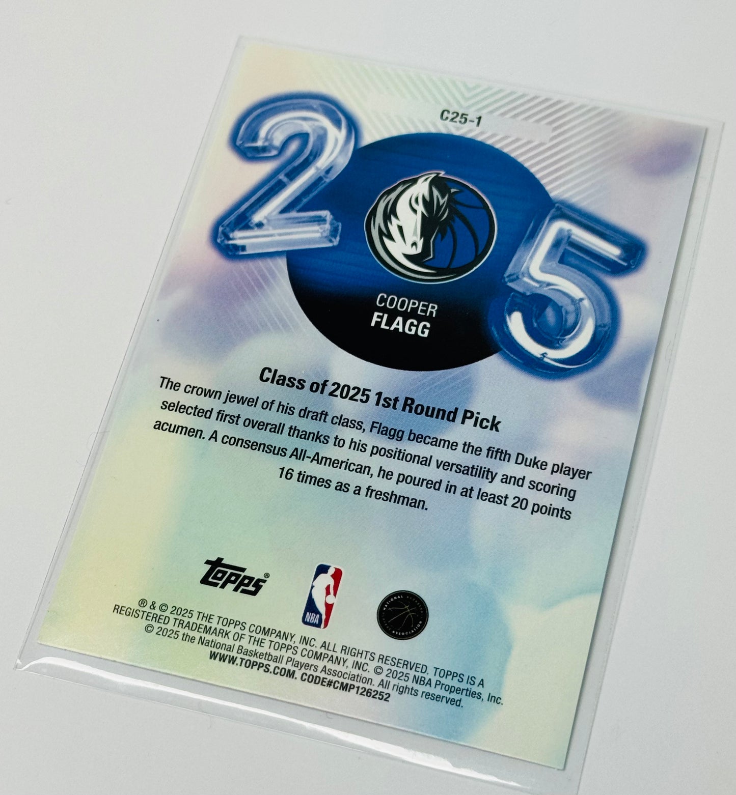 Topps 2025-26 Class Of 2025 Cooper Flagg C25-1 RC Insert Dallas Mavericks Rookie