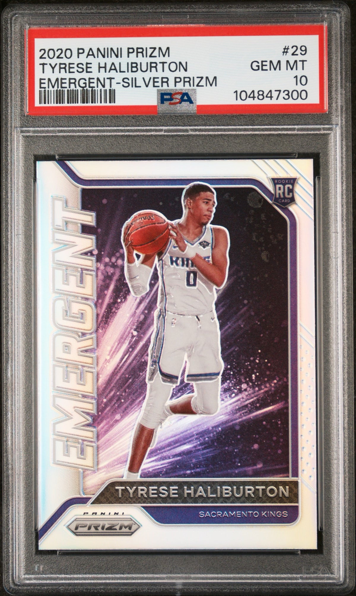 2020 Panini Prizm Emergent #29 Tyrese Haliburton Silver PSA 10 Rookie RC