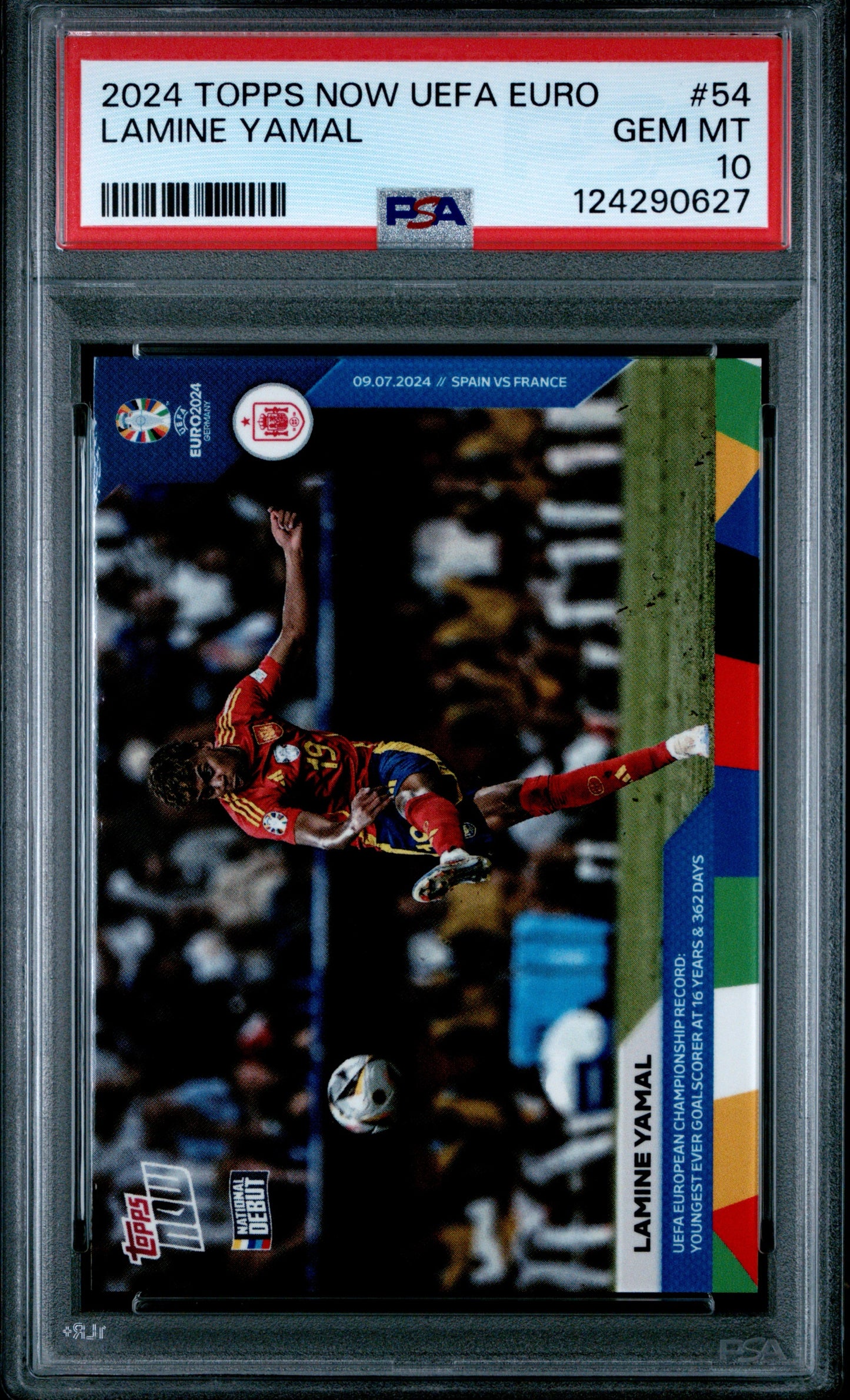 2024 Topps Now UEFA Euro #54 Lamine Yamal PSA 10 National Debut Spain Gem Mint