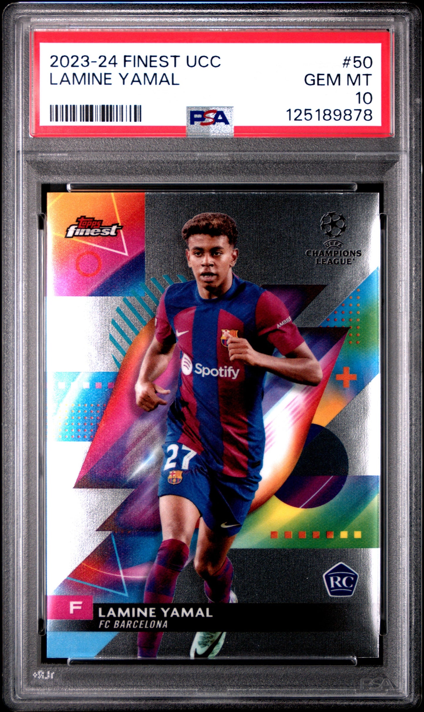 2023-24 Topps Finest UEFA Club Competitions #50 Lamine Yamal PSA 10 Rookie
