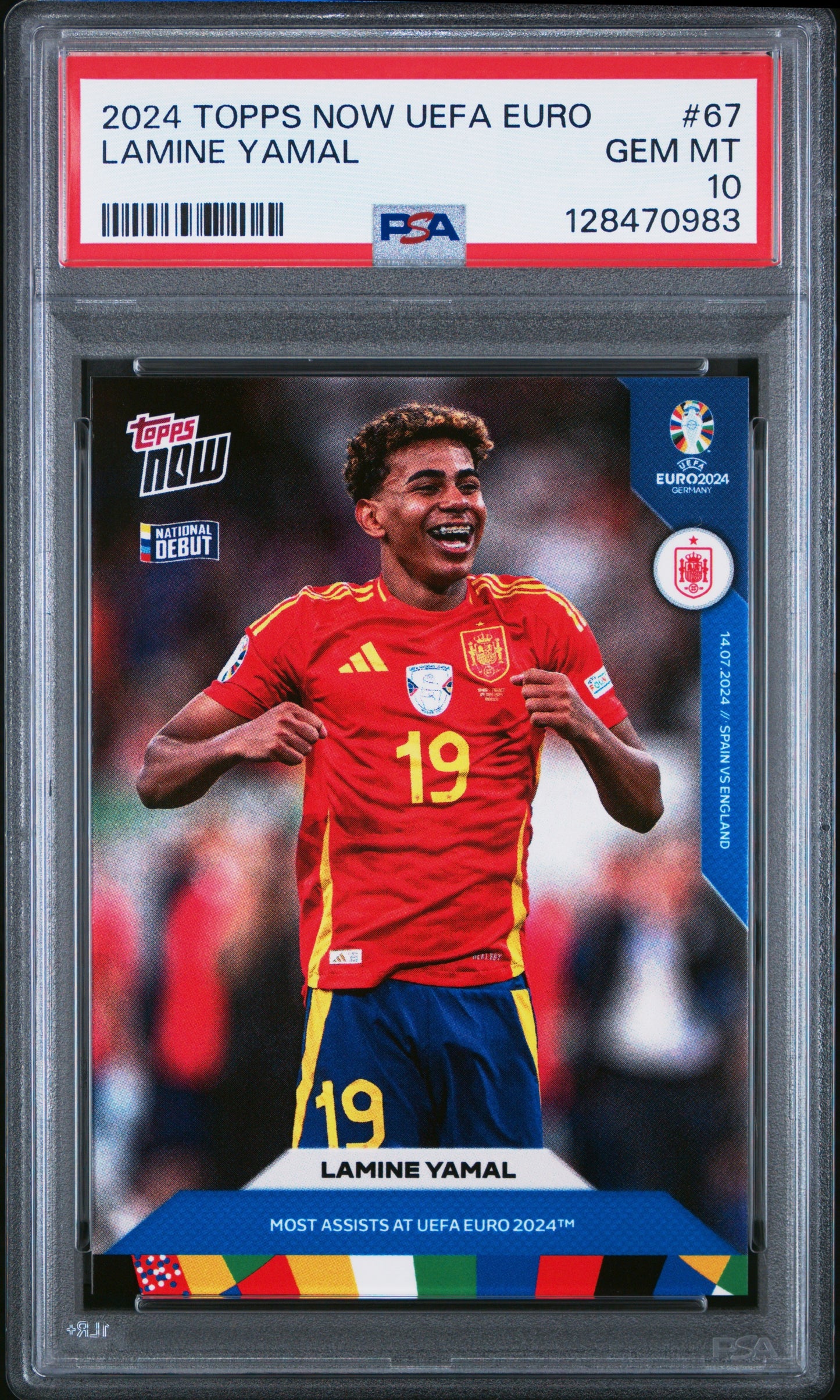 2024 Topps Now UEFA Euro #67 Lamine Yamal PSA 10 National Debut Spain Gem Mint