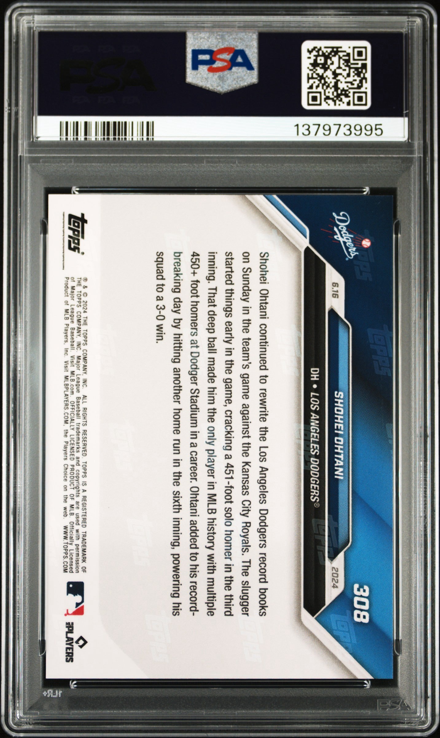 2024 Topps Now #308 Shohei Ohtani PSA 10