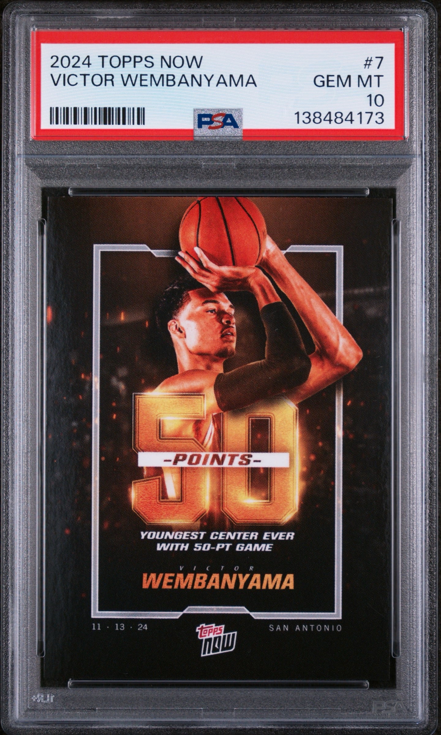 2024 Topps Now #7 Victor Wembanyama PSA 10 San Antonio Spurs