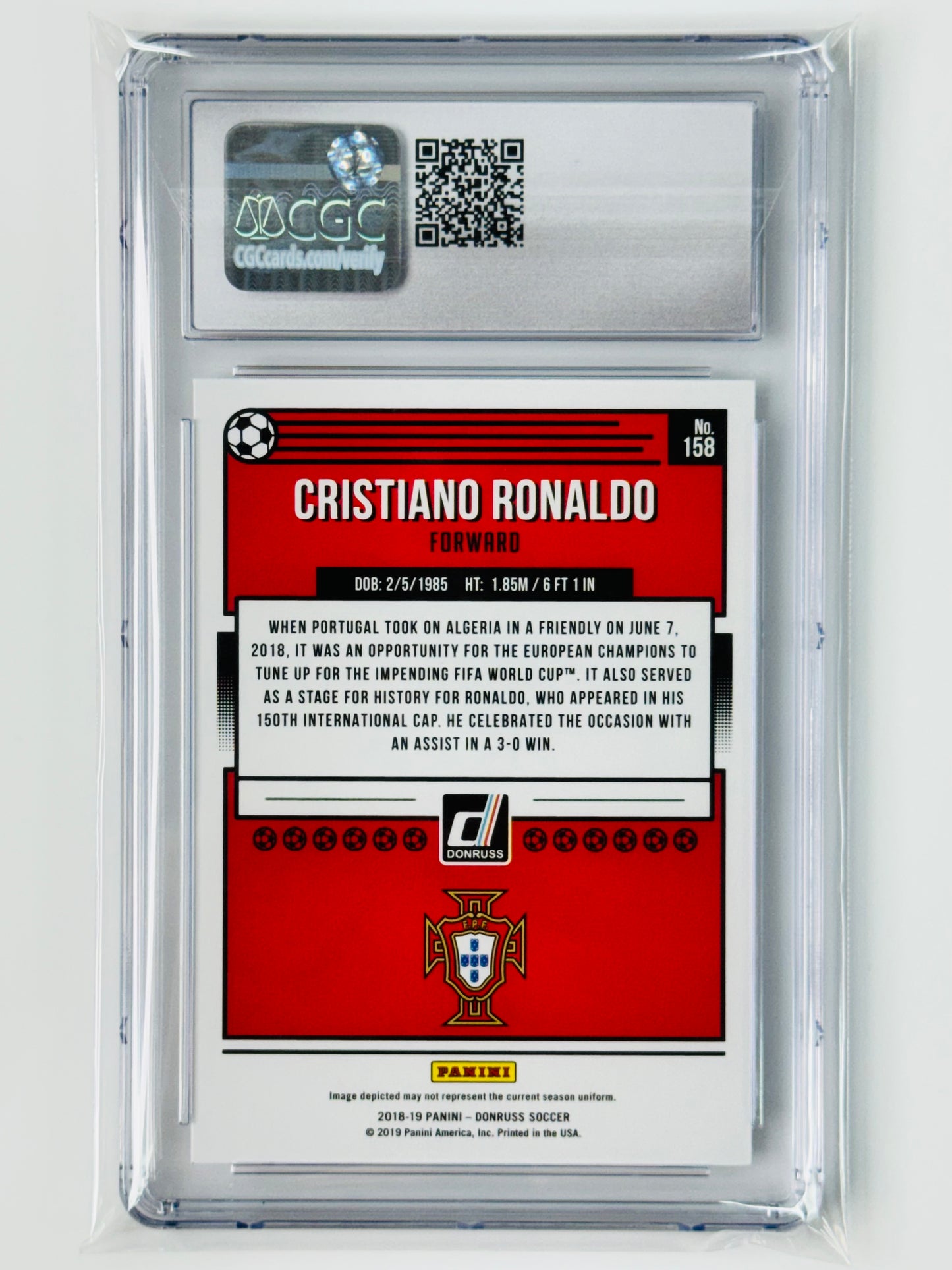 2018 Panini Donruss #158 Cristiano Ronaldo CGC 10 Portugal Gem Mint