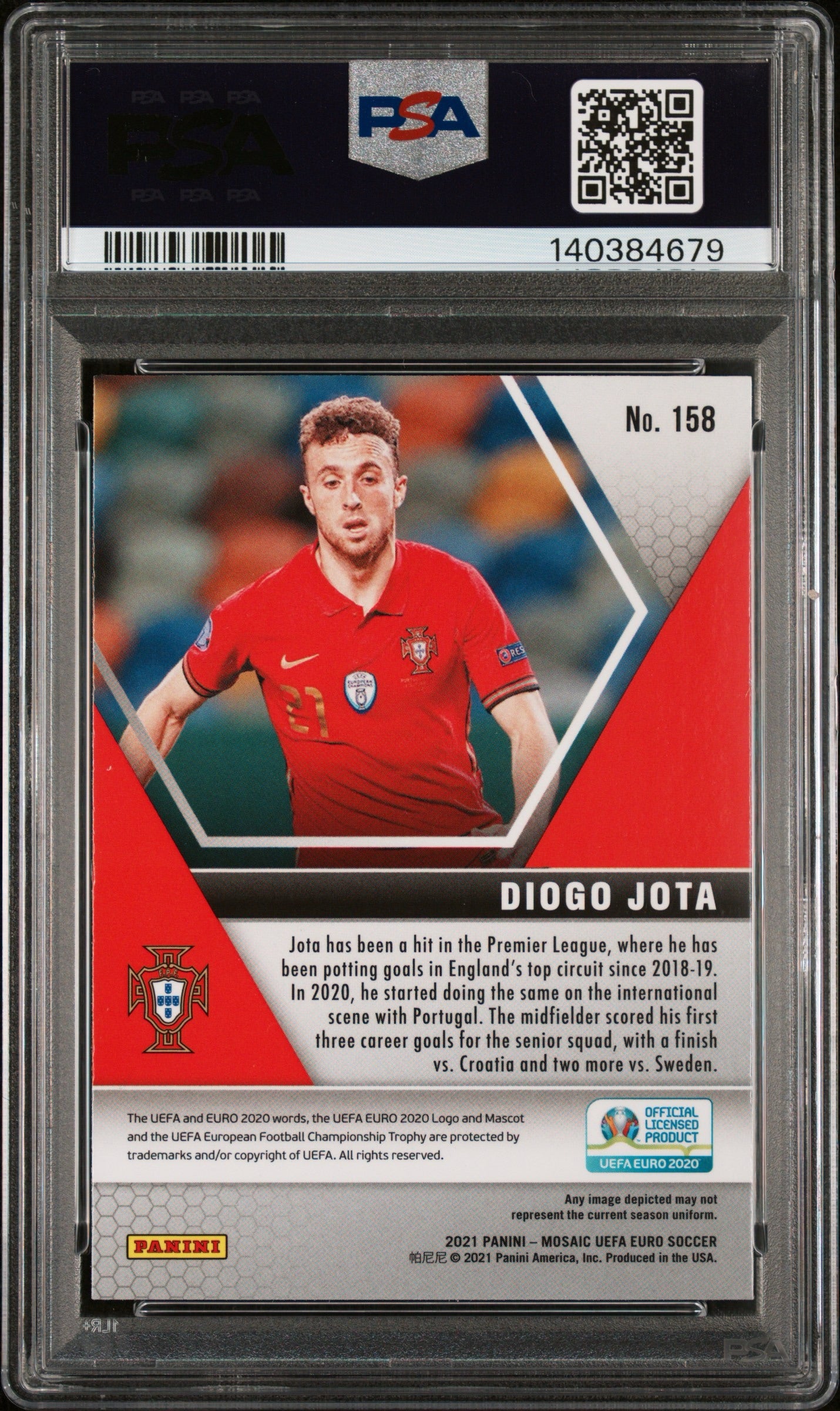 2020 Panini Mosaic UEFA Euro 2020 #158 Diogo Jota PSA 10