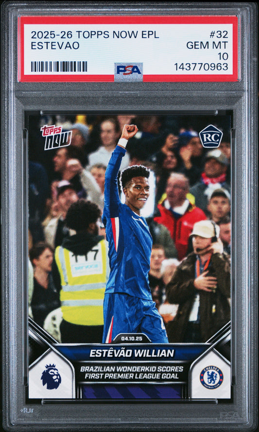 2025-26 Topps Now Premier League #32 Estevao PSA 10 Rookie RC EPL