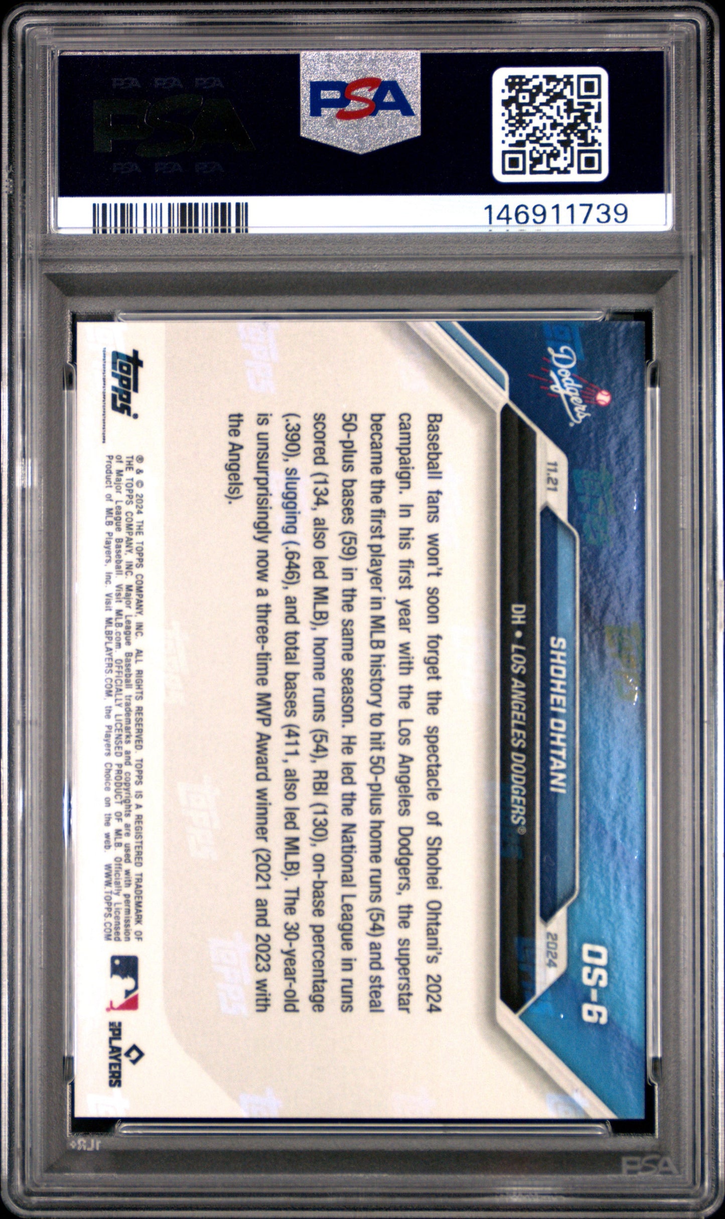 2024 Topps Now Offseason #OS6 Shohei Ohtani PSA 10 LA Dodgers MVP