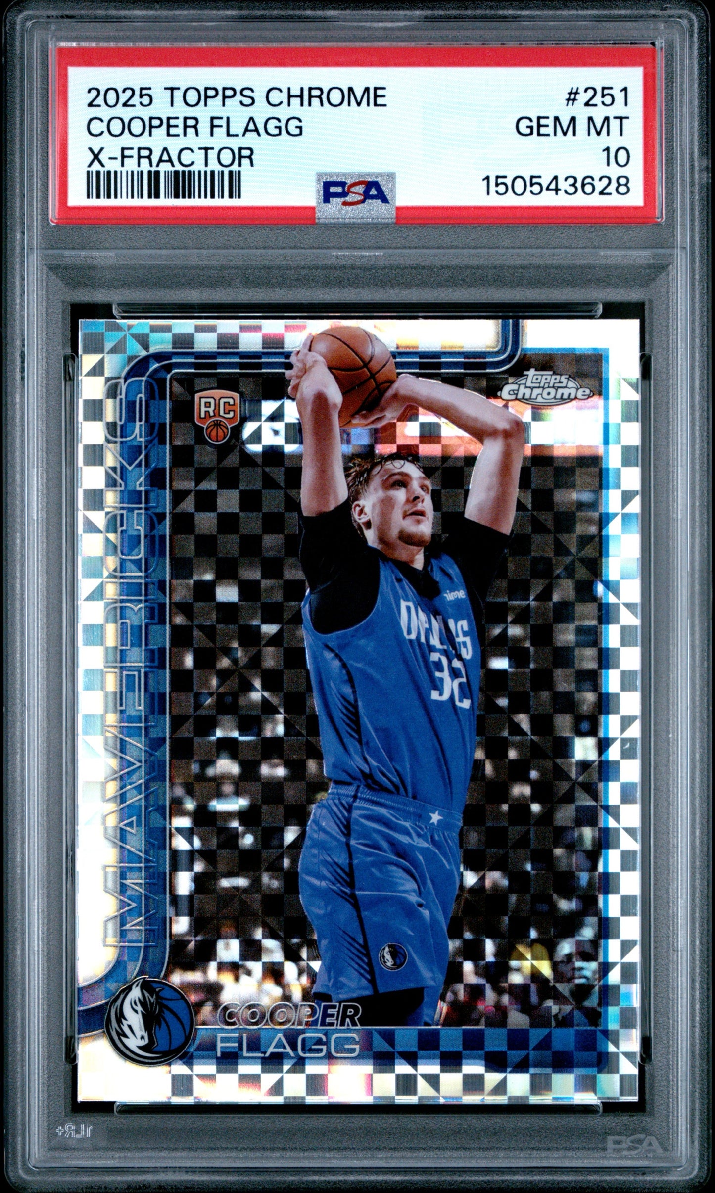 2025 Topps Chrome #251 Cooper Flagg X-Fractor PSA 10 Rookie RC Dallas Mavericks