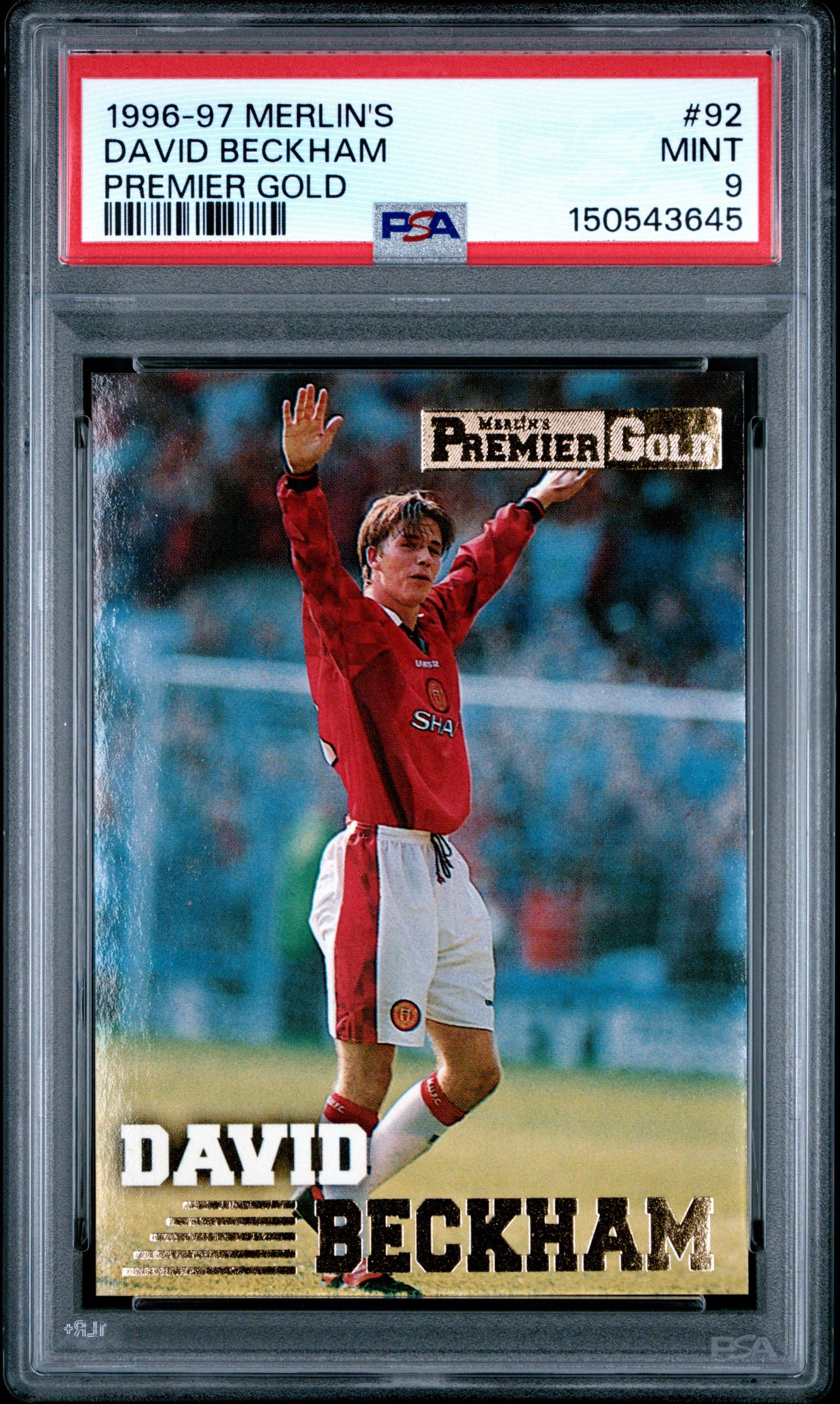 1996 Merlin's Premier Gold #92 David Beckham PSA 9 Manchester United