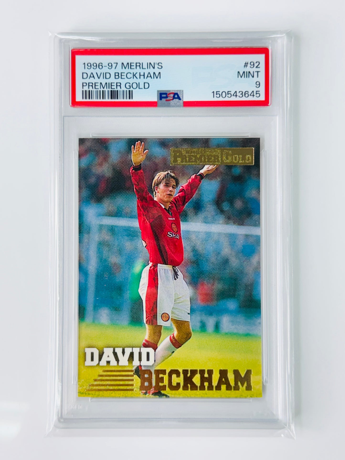 1996 Merlin's Premier Gold #92 David Beckham PSA 9 Manchester United