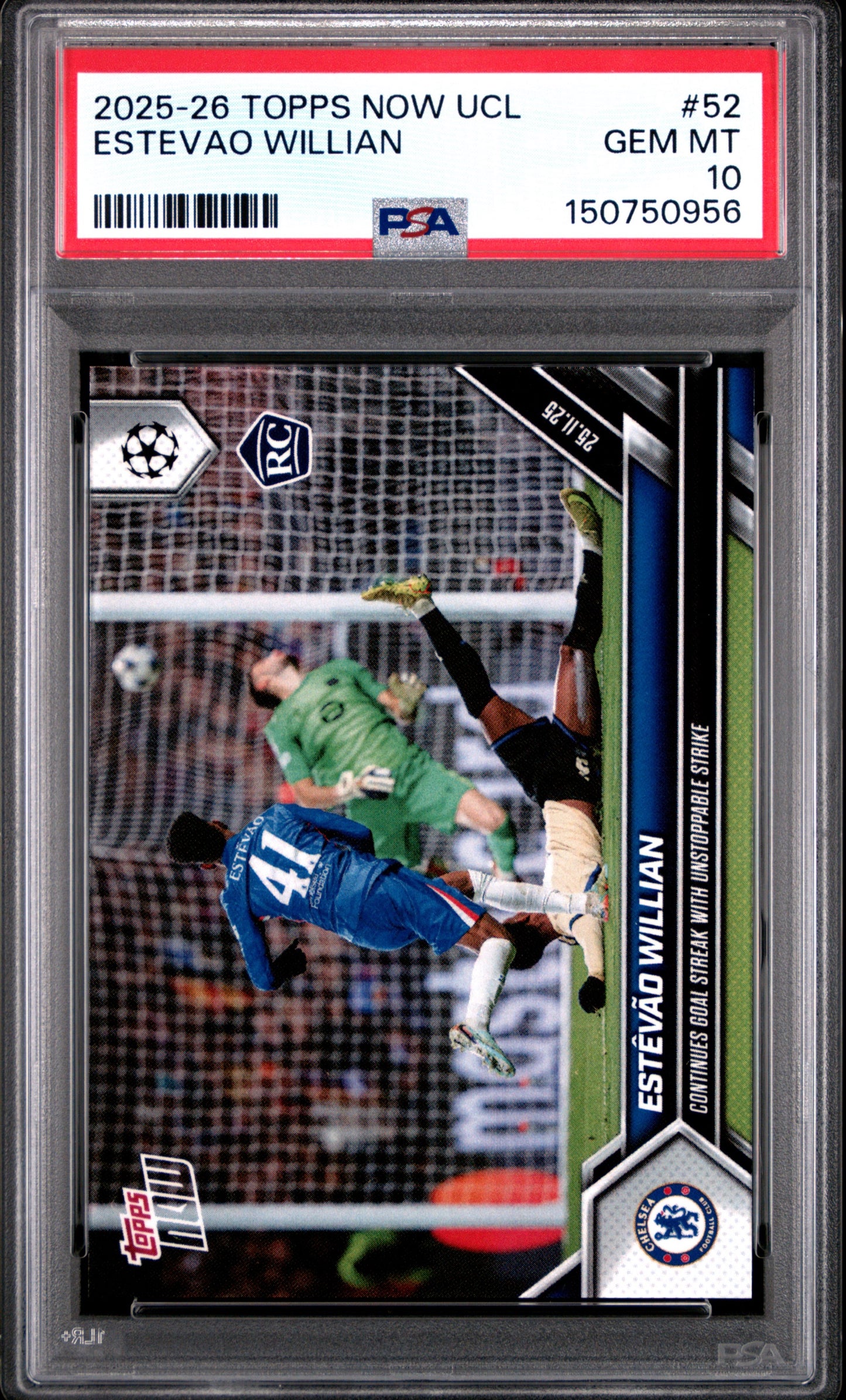 2025-26 Topps Now UEFA Champions League #52 Estevao Willian PSA 10 Rookie RC