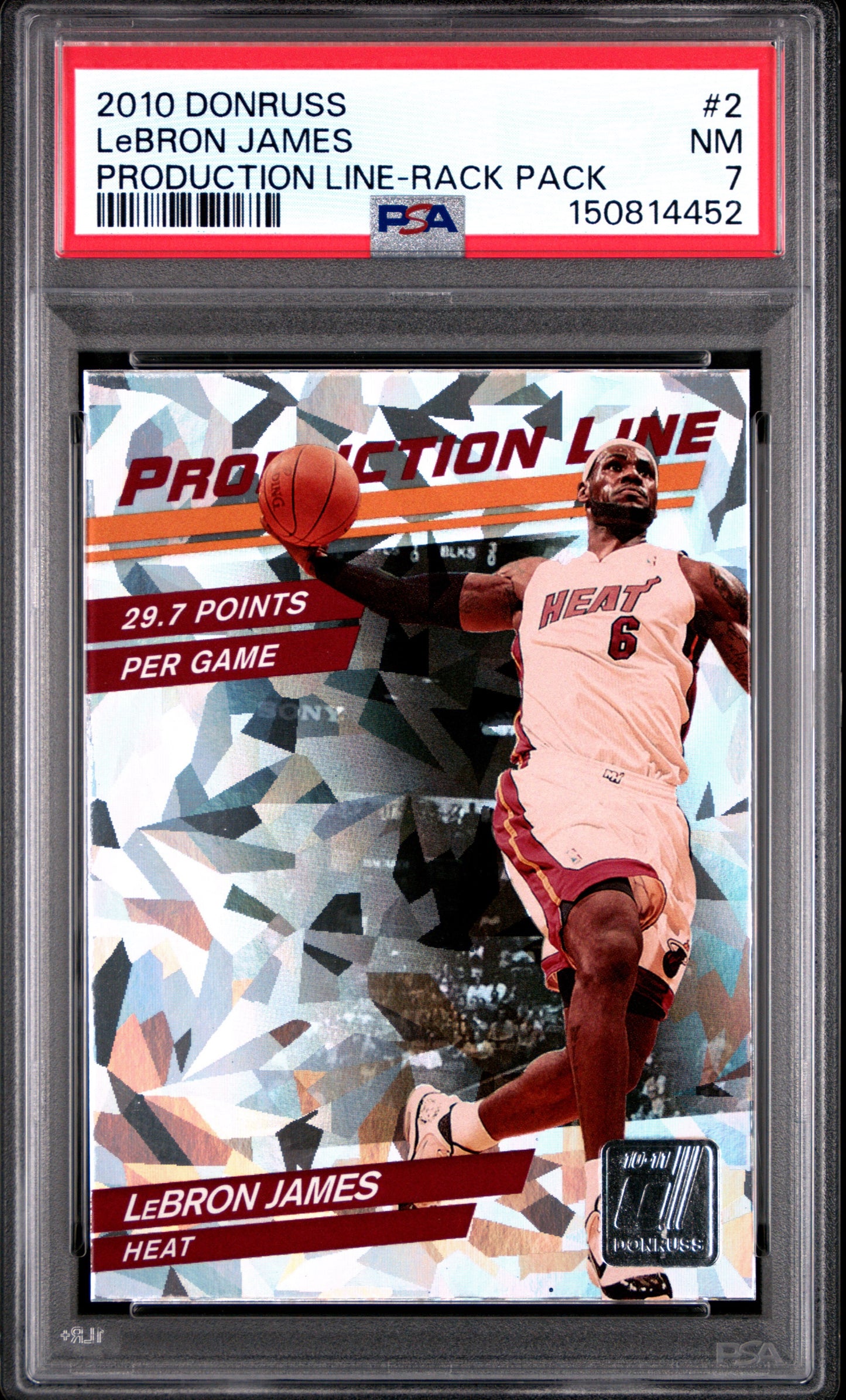 2010 Donruss Production Line #2 Lebron James Rack Pack PSA 7 Miami Heat