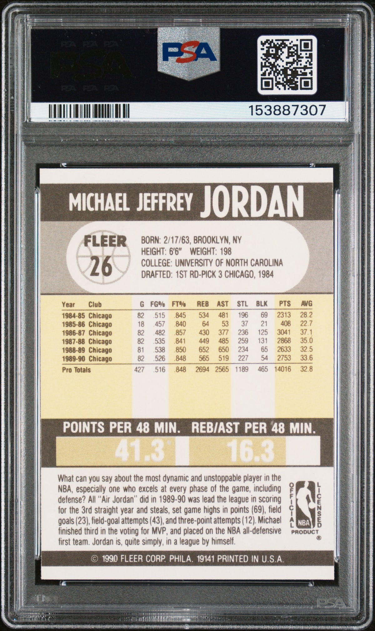 1990 Fleer #26 Michael Jordan PSA 9 Chicago Bulls