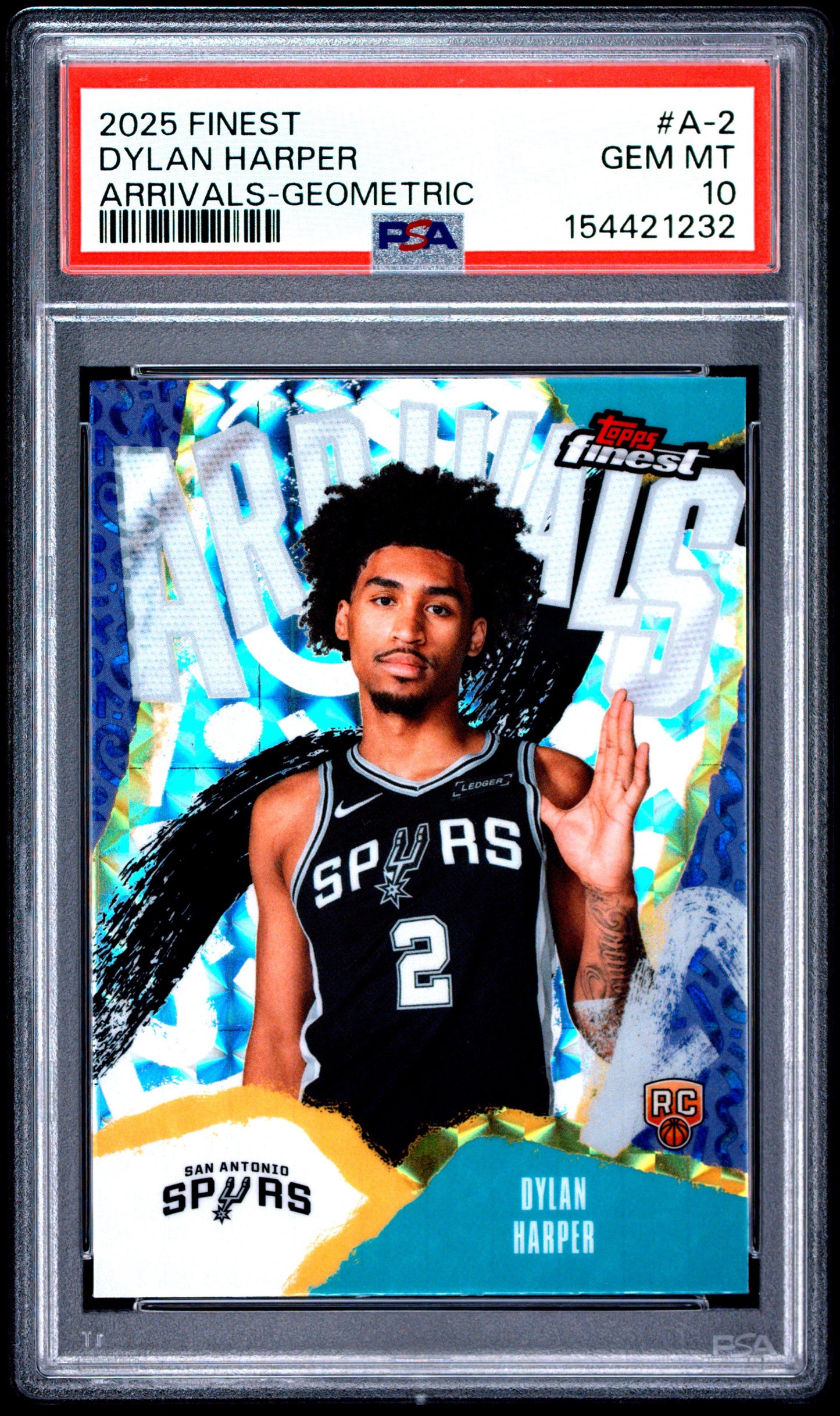 2025 Topps Finest Arrivals #A-2 Dylan Harper Geometric PSA 10 Rookie