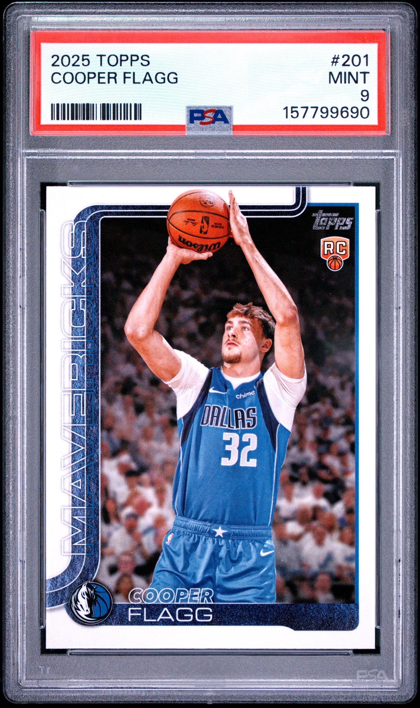 2025 Topps #201 Cooper Flagg PSA 9 Rookie RC Dallas Mavericks