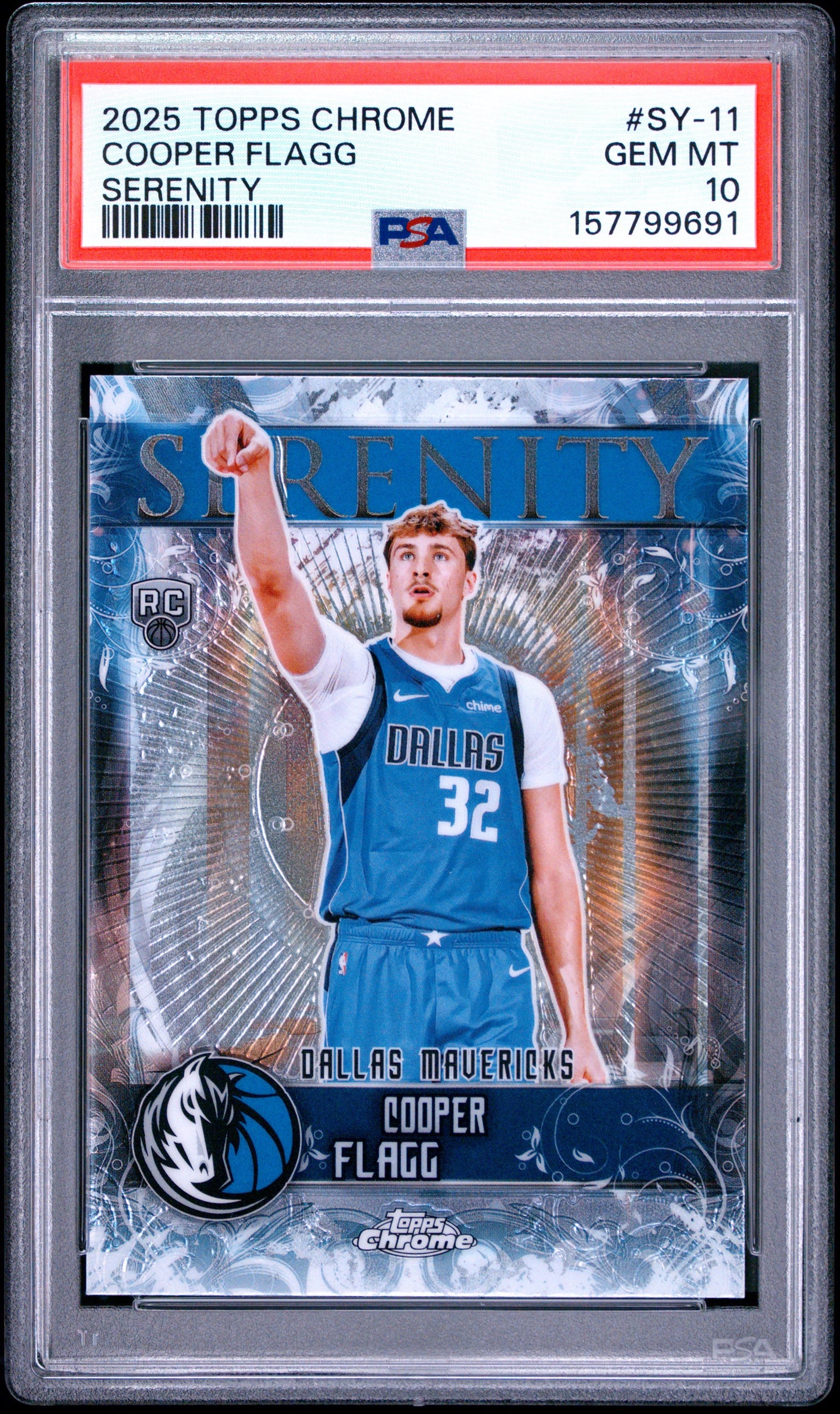 2025 Topps Chrome Serenity #SY-11 Cooper Flagg PSA 10 Rookie RC Dallas Mavericks