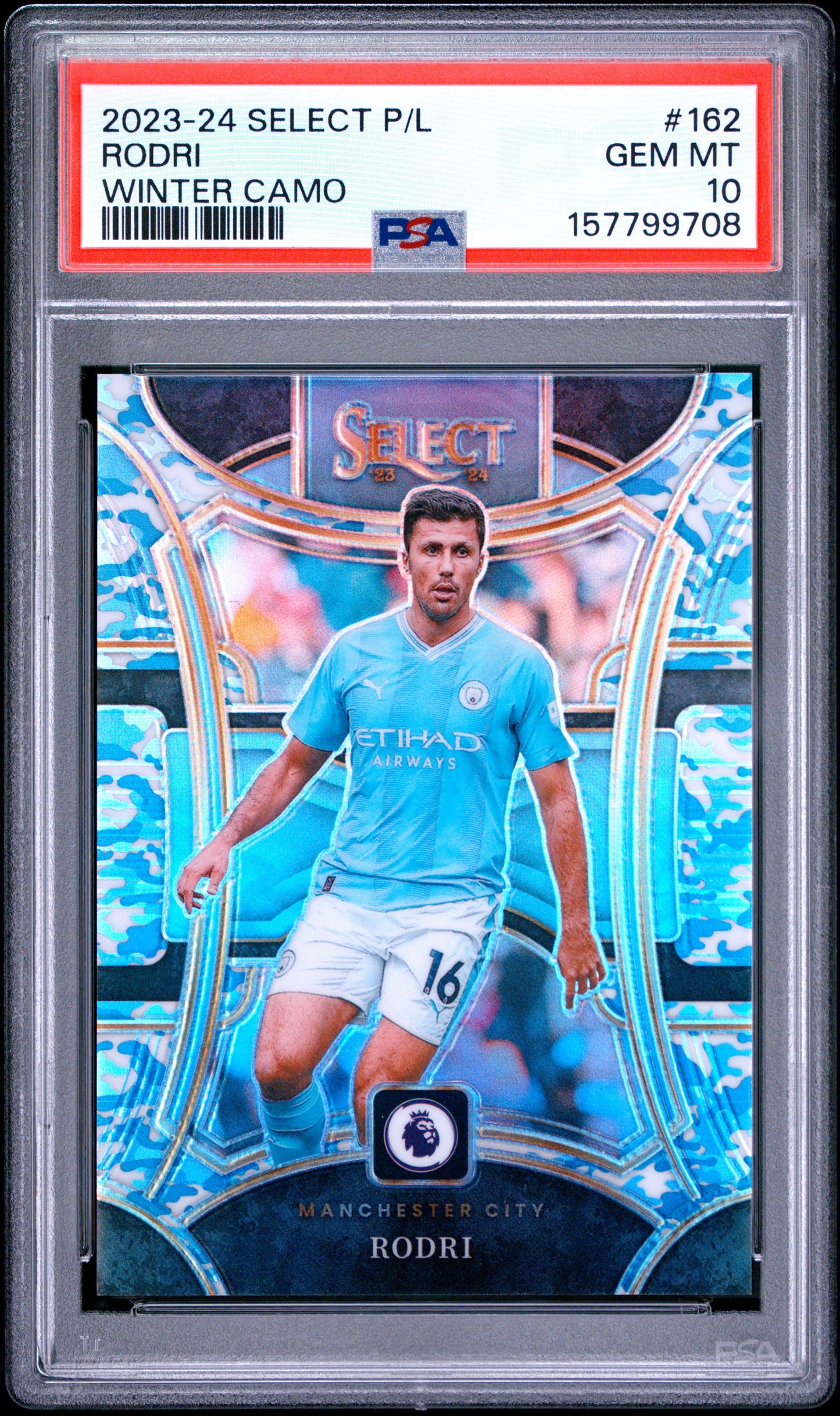 2023-24 Panini Select Premier League #162 Rodri Winter Camo PSA 10 Manchester City /110
