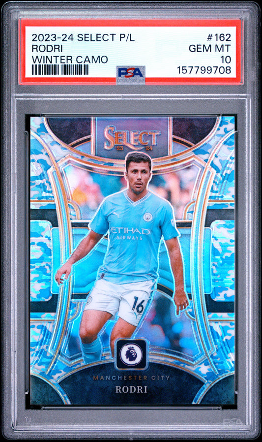 2023-24 Panini Select Premier League #162 Rodri Winter Camo PSA 10 Manchester City /110