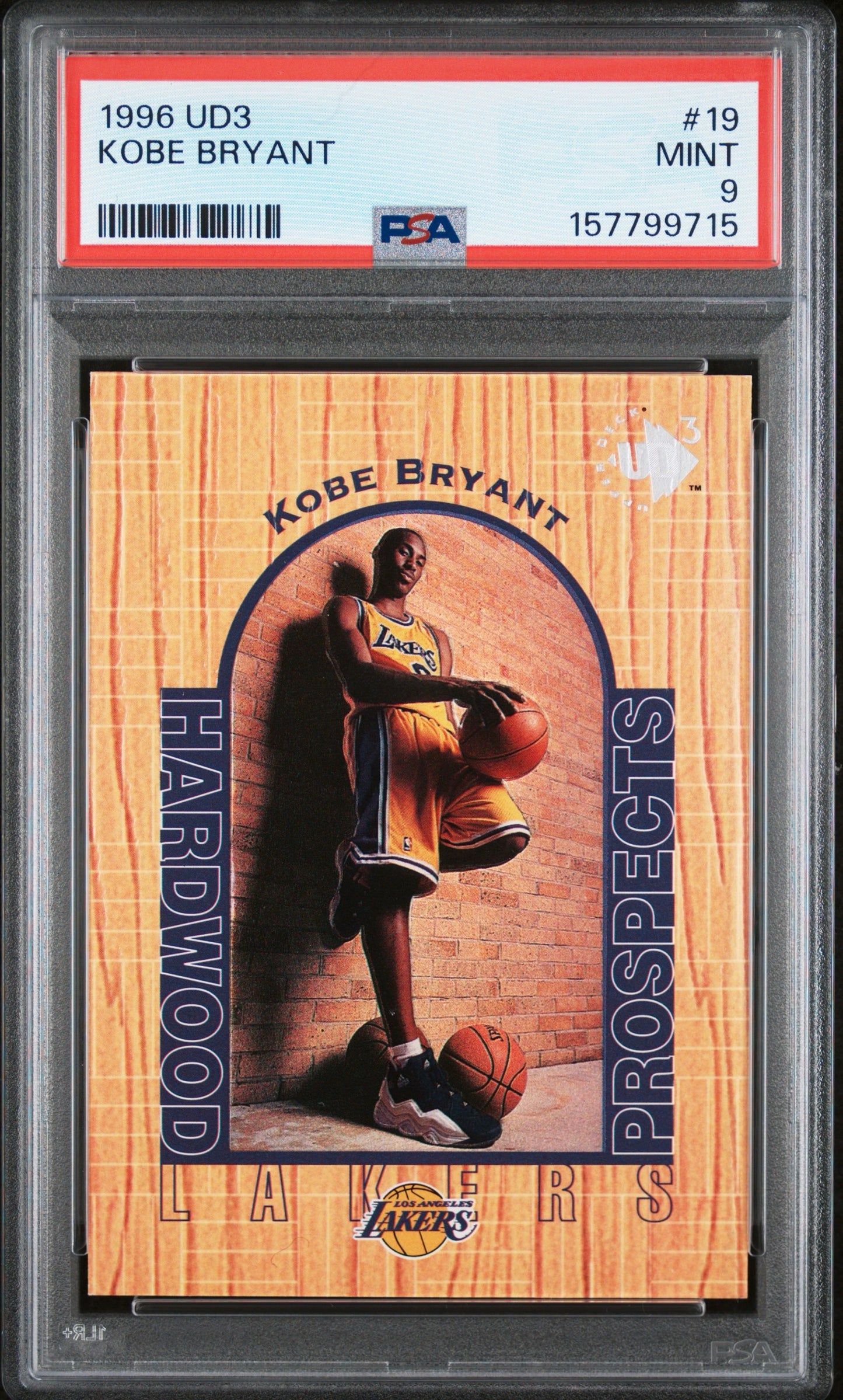 1996 Upper Deck UD3 Hardwood Prospects Kobe Bryant #19 Rookie PSA 9 LA Lakers