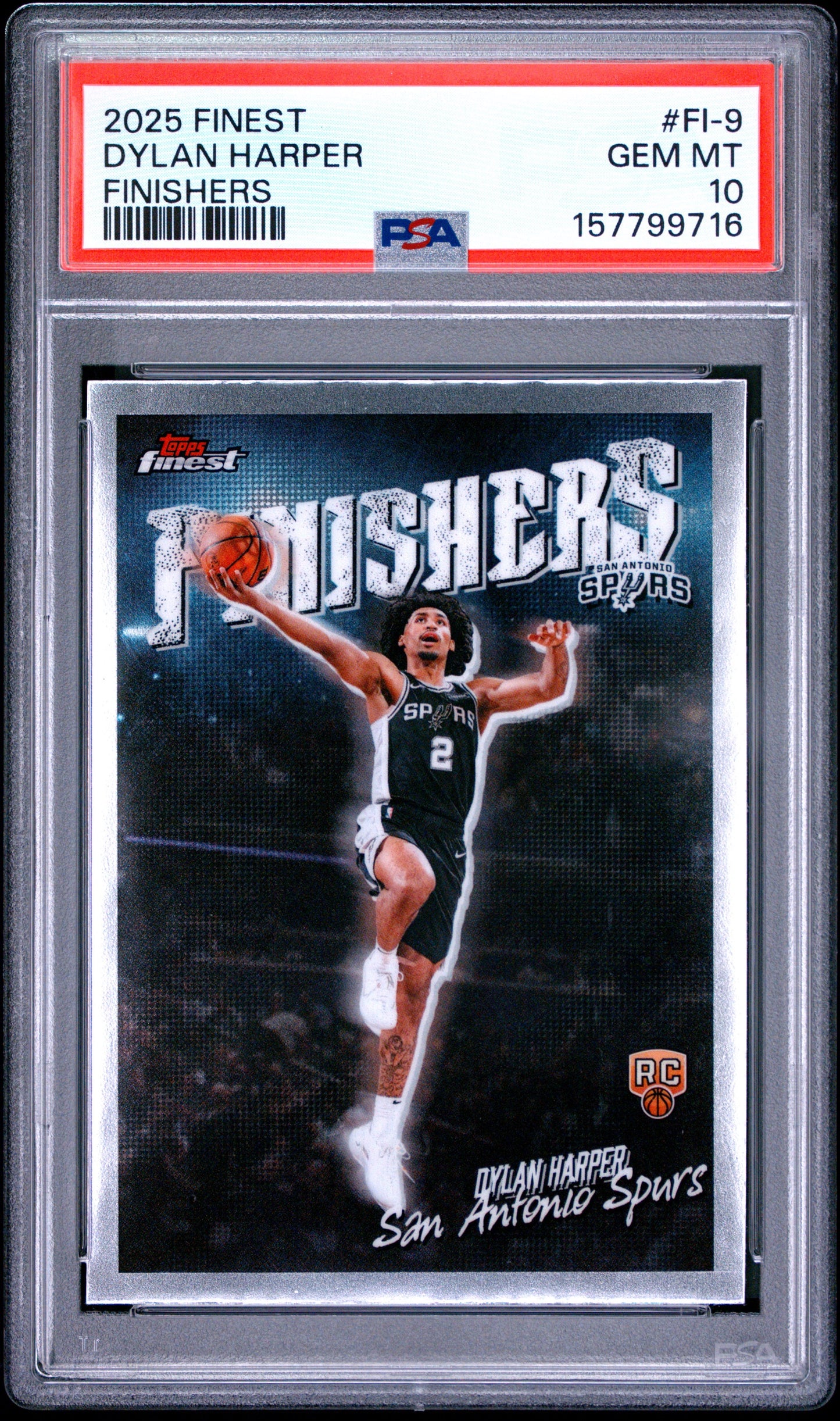 2025 Topps Finest Finishers #FI-9 Dylan Harper PSA 10 Rookie RC San Antonio Spurs