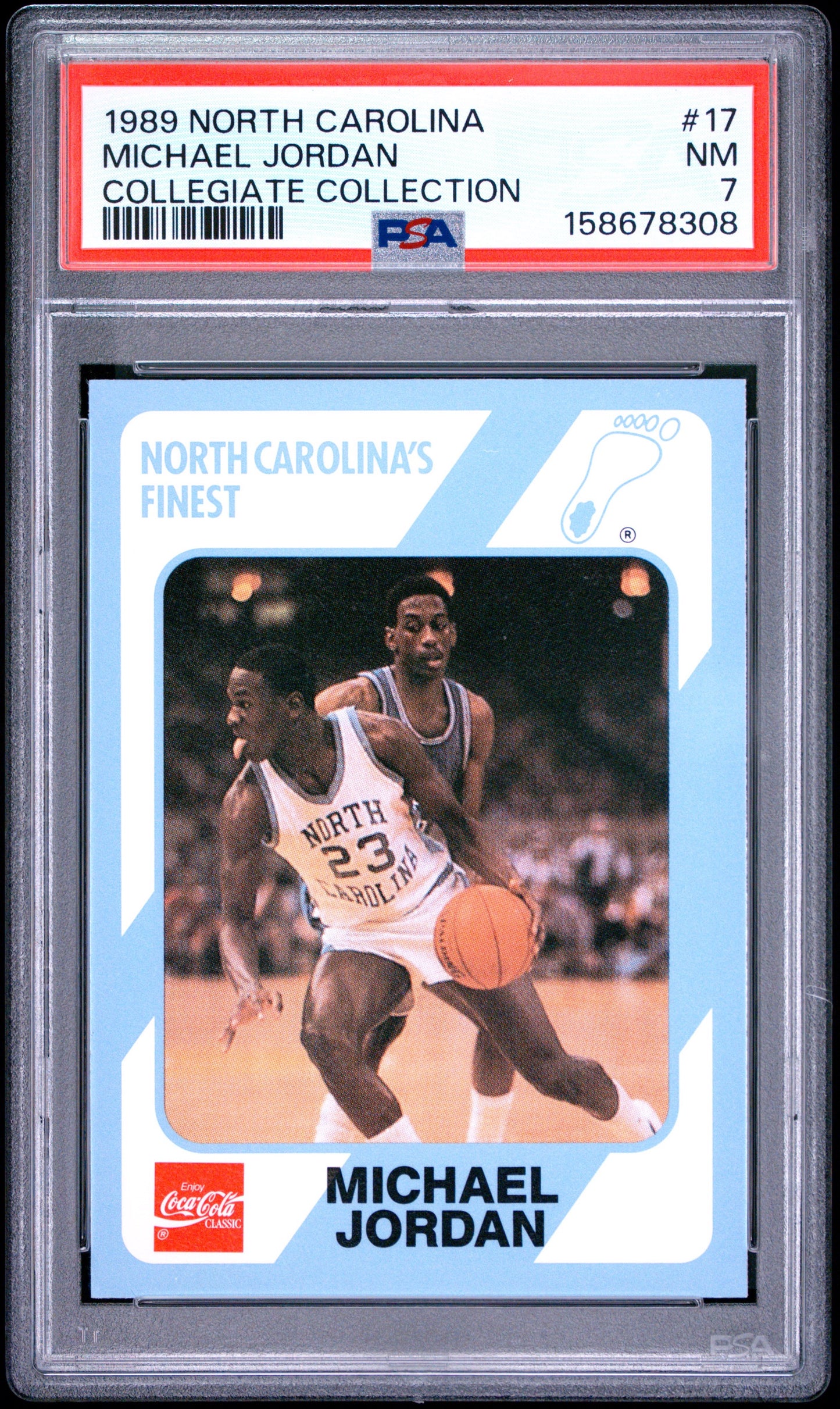 1989 Collegiate Collection North Carolina #17 Michael Jordan PSA 7 Finest MJ
