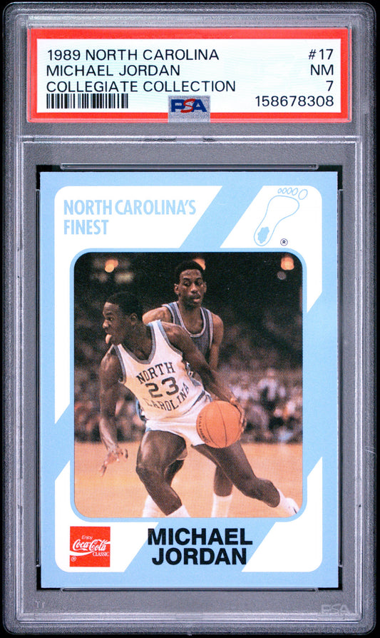 1989 Collegiate Collection North Carolina #17 Michael Jordan PSA 7 Finest MJ