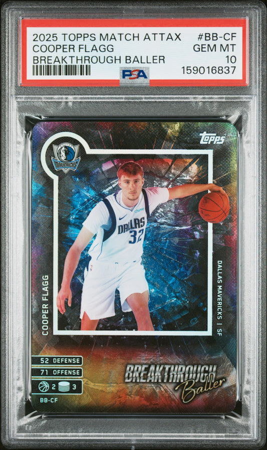 2025-26 Topps Match Attax Breakthrough Baller #BBCF Cooper Flagg PSA 10 Rookie