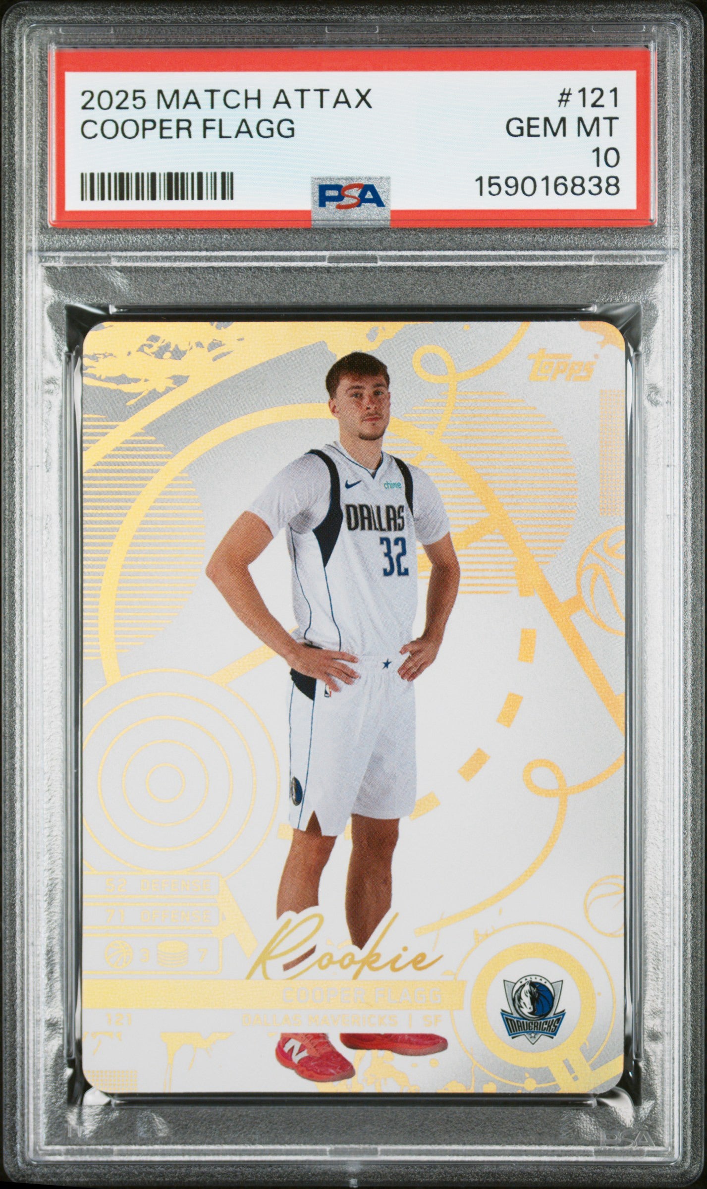 2025 Topps Match Attax #121 Cooper Flagg PSA 10 Rookie RC Dallas Mavericks