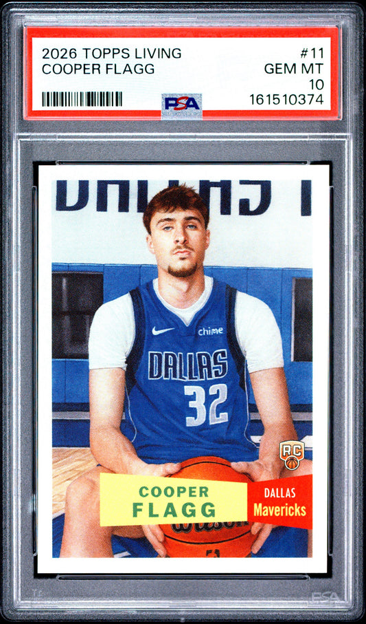 2026 Topps Living #11 Cooper Flagg PSA 10 Rookie RC Dallas Mavericks