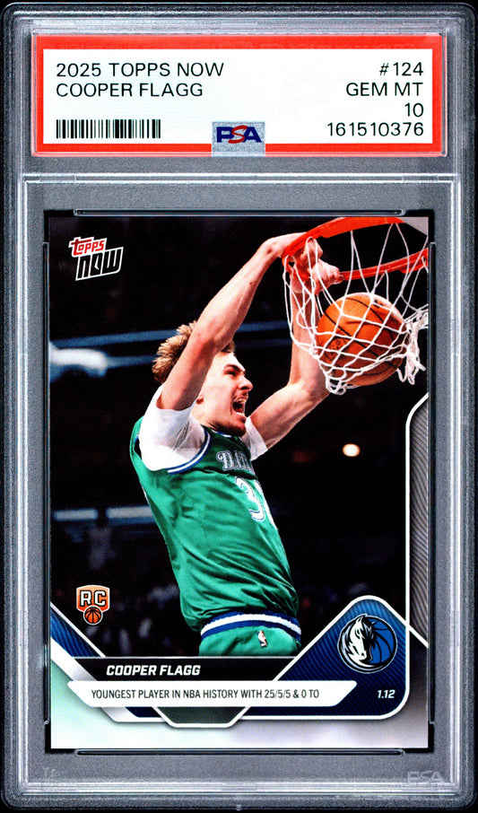 2025 Topps Now #124 Cooper Flagg PSA 10 Rookie