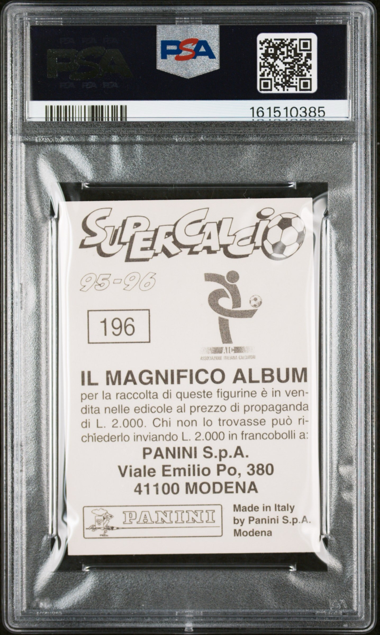 1995 Panini Supercalcio Stickers #196 Ronaldo PSA 7 PSV Eindhoven Dutch