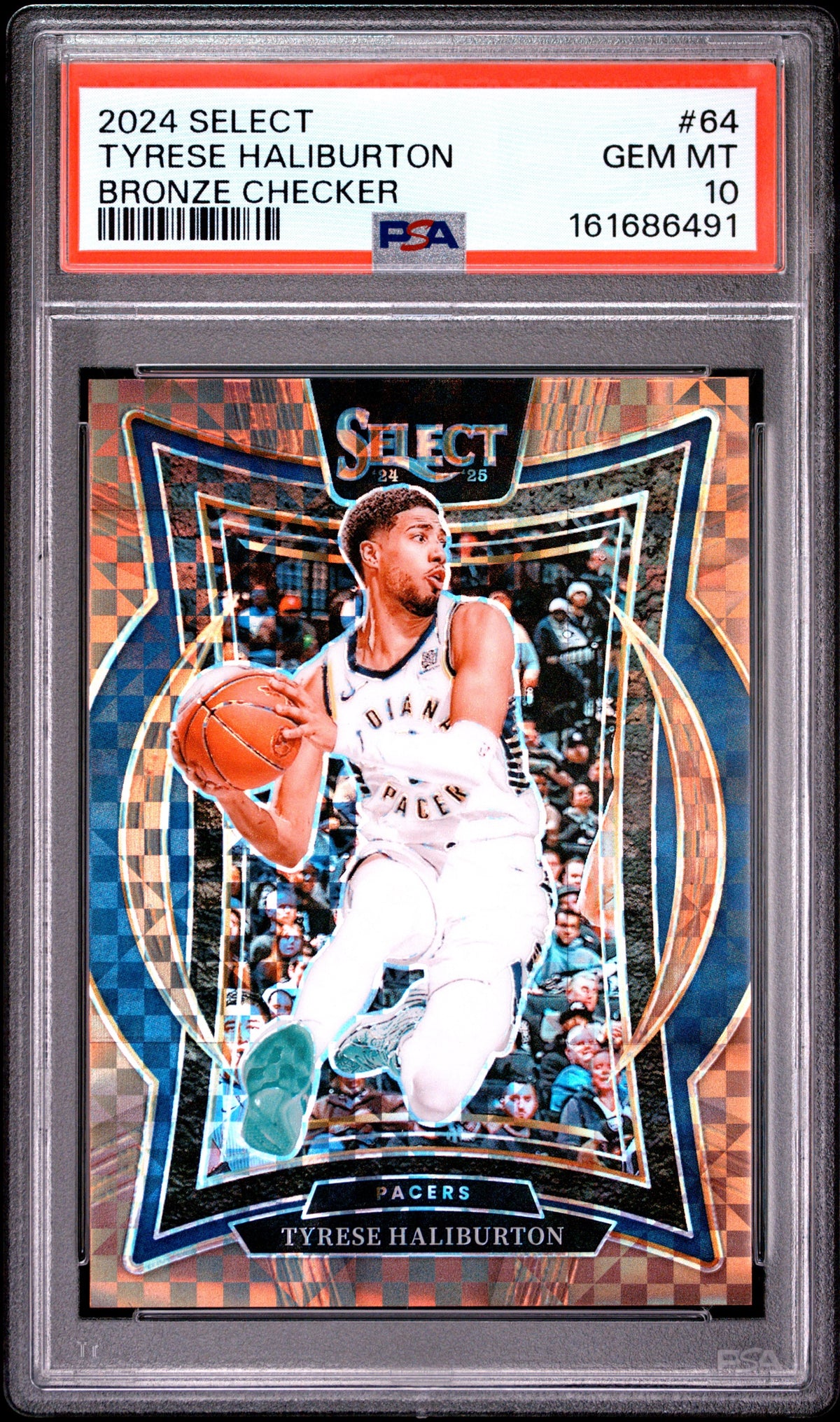 2024 Panini Select #64 Tyrese Haliburton Bronze Checker /49 PSA 10 Indiana Pacers
