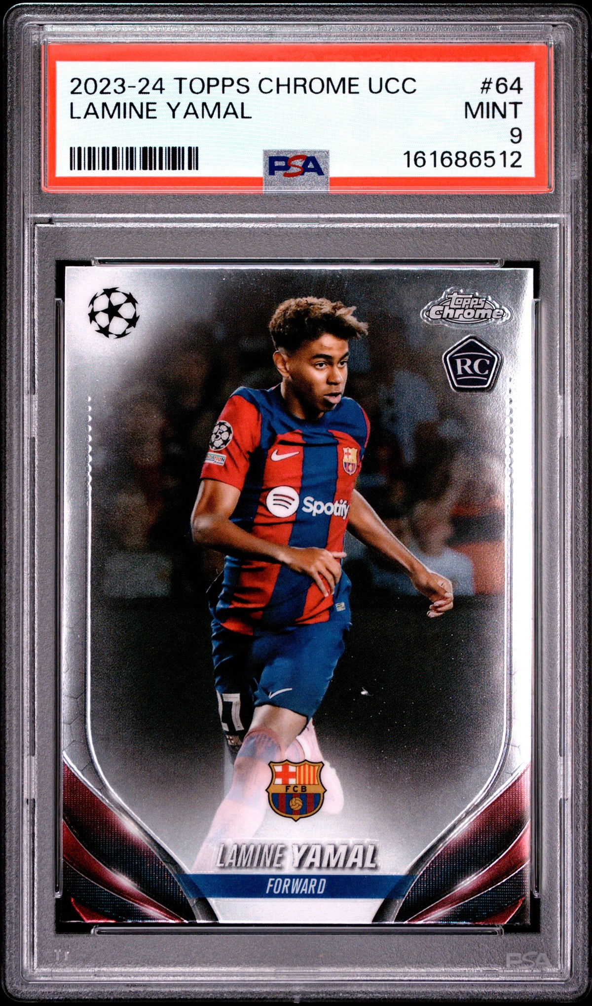 2023-24 Topps Chrome UEFA Club Competitions #64 Lamine Yamal PSA 9 Rookie RC