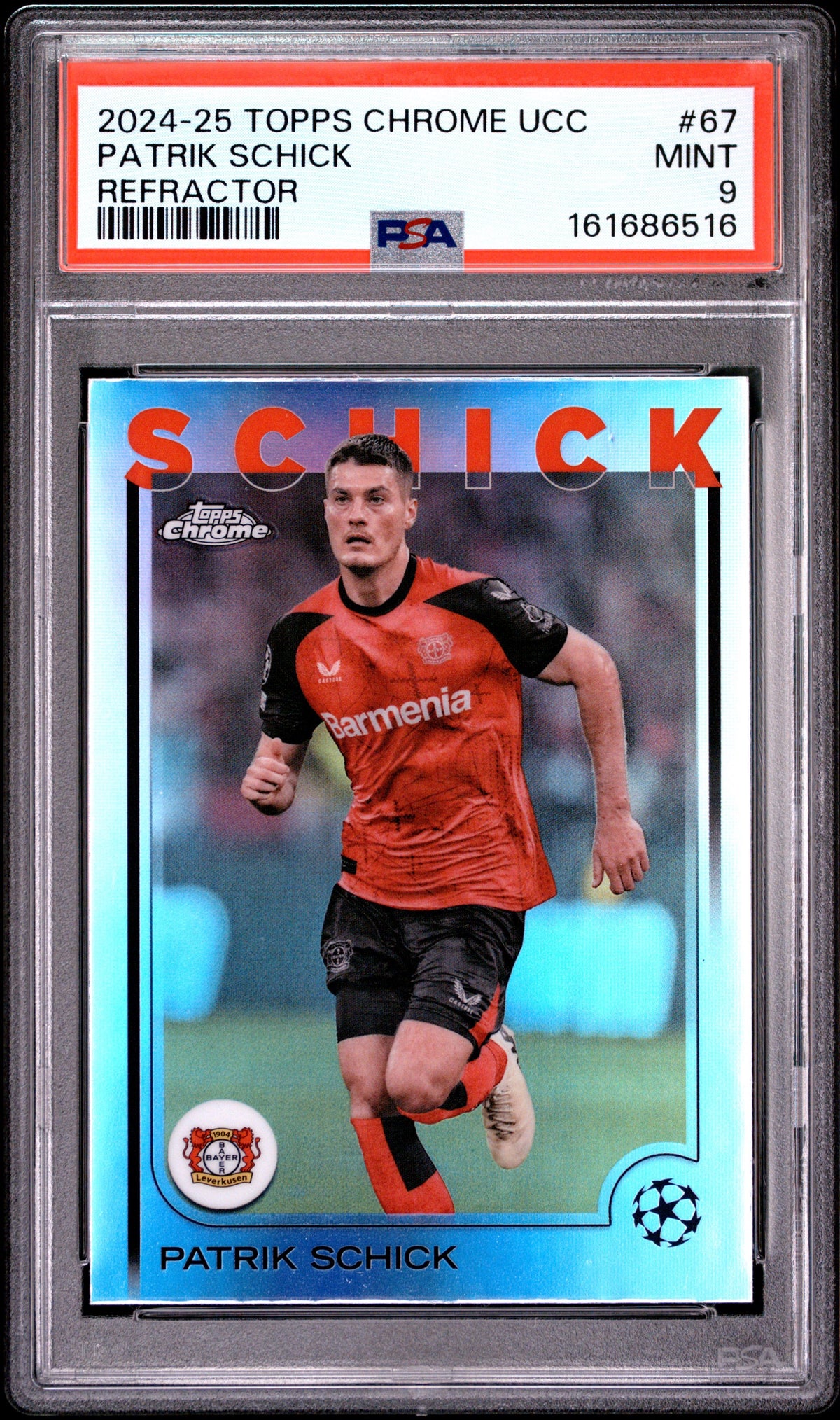 2024-25 Topps Chrome UEFA Club Competitions #67 Patrik Schick Refractor PSA 9