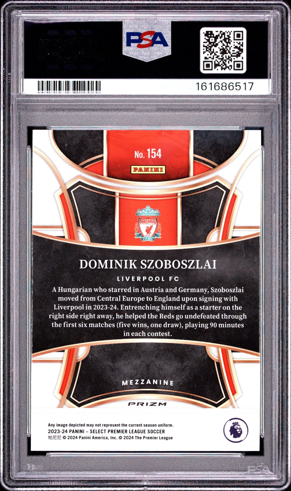 2023-24 Panini Select Premier League #154 Dominik Szoboszlai Silver PSA 9 Liverpool