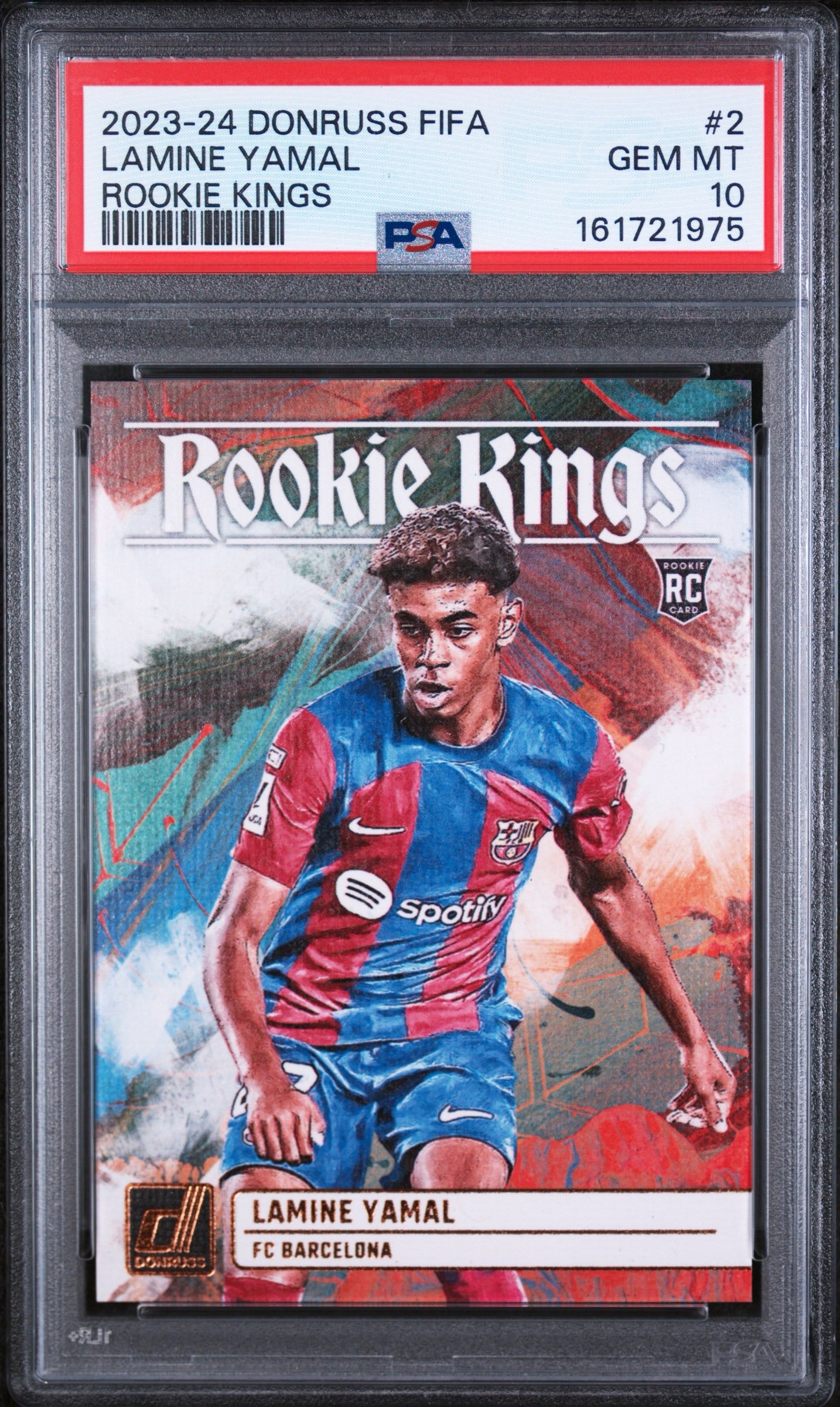2023-24 Panini Donruss FIFA Rookie Kings #2 Lamine Yamal PSA 10 Rookie RC Barcelona