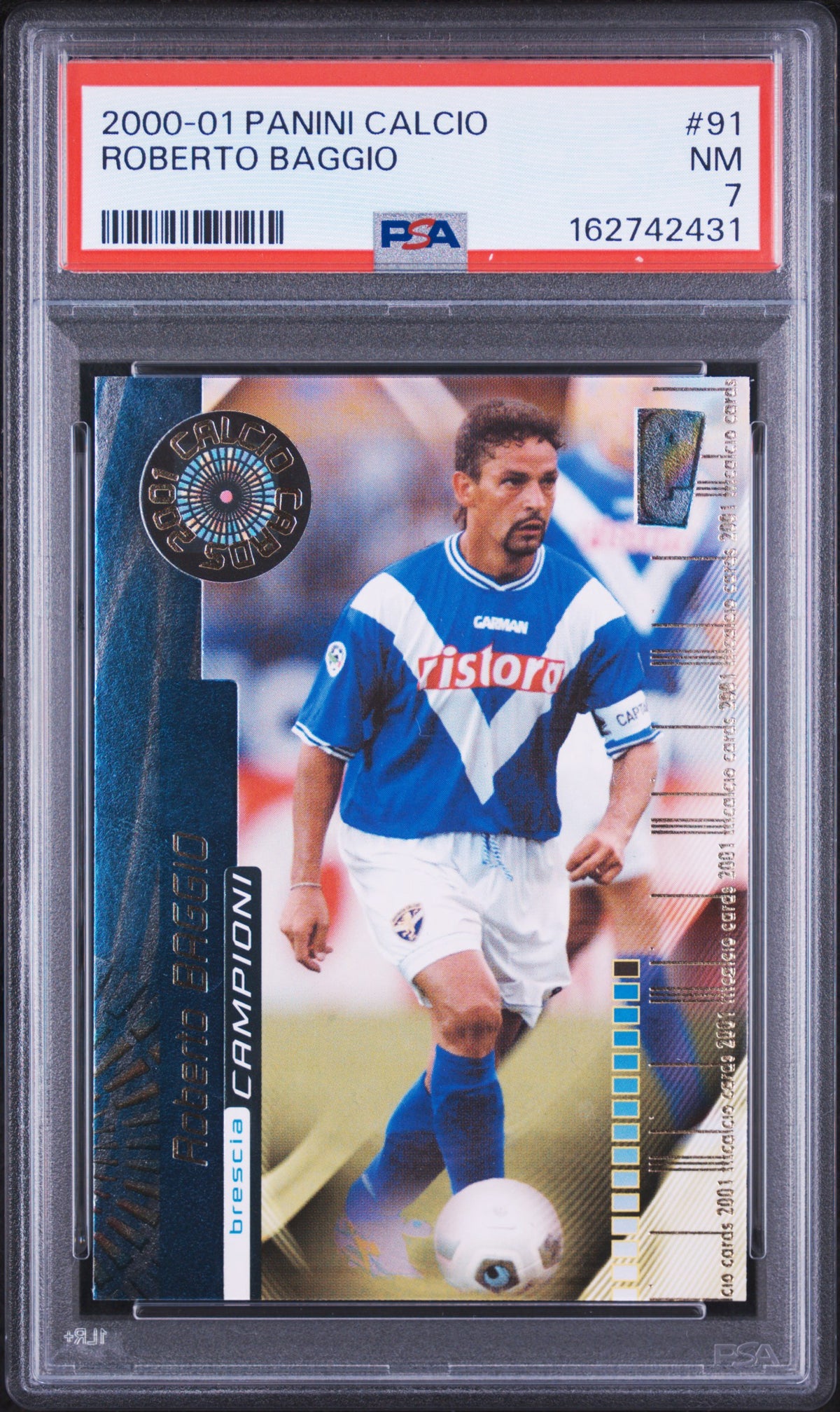 2000 Panini Calcio #91 Roberto Baggio PSA 7 Italy Serie A Brescia