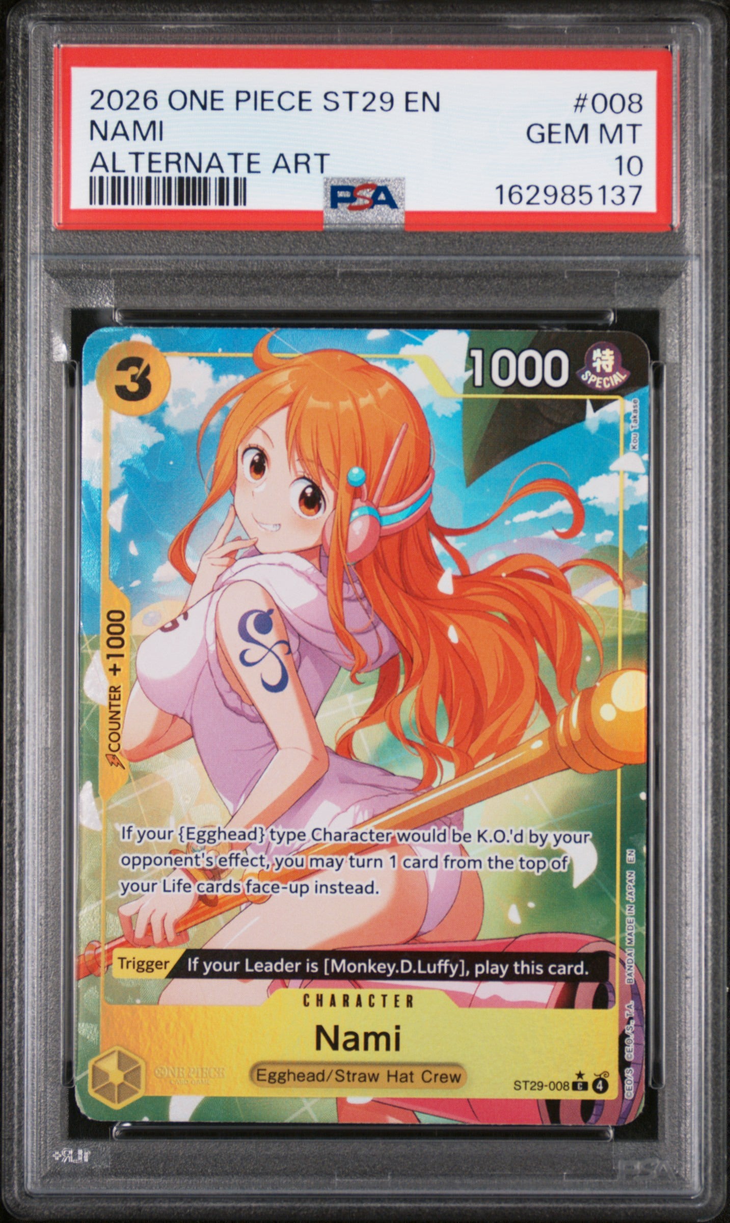 2026 One Piece Starter Deck ST29-Egghead #008 Nami Alternate Art PSA 10