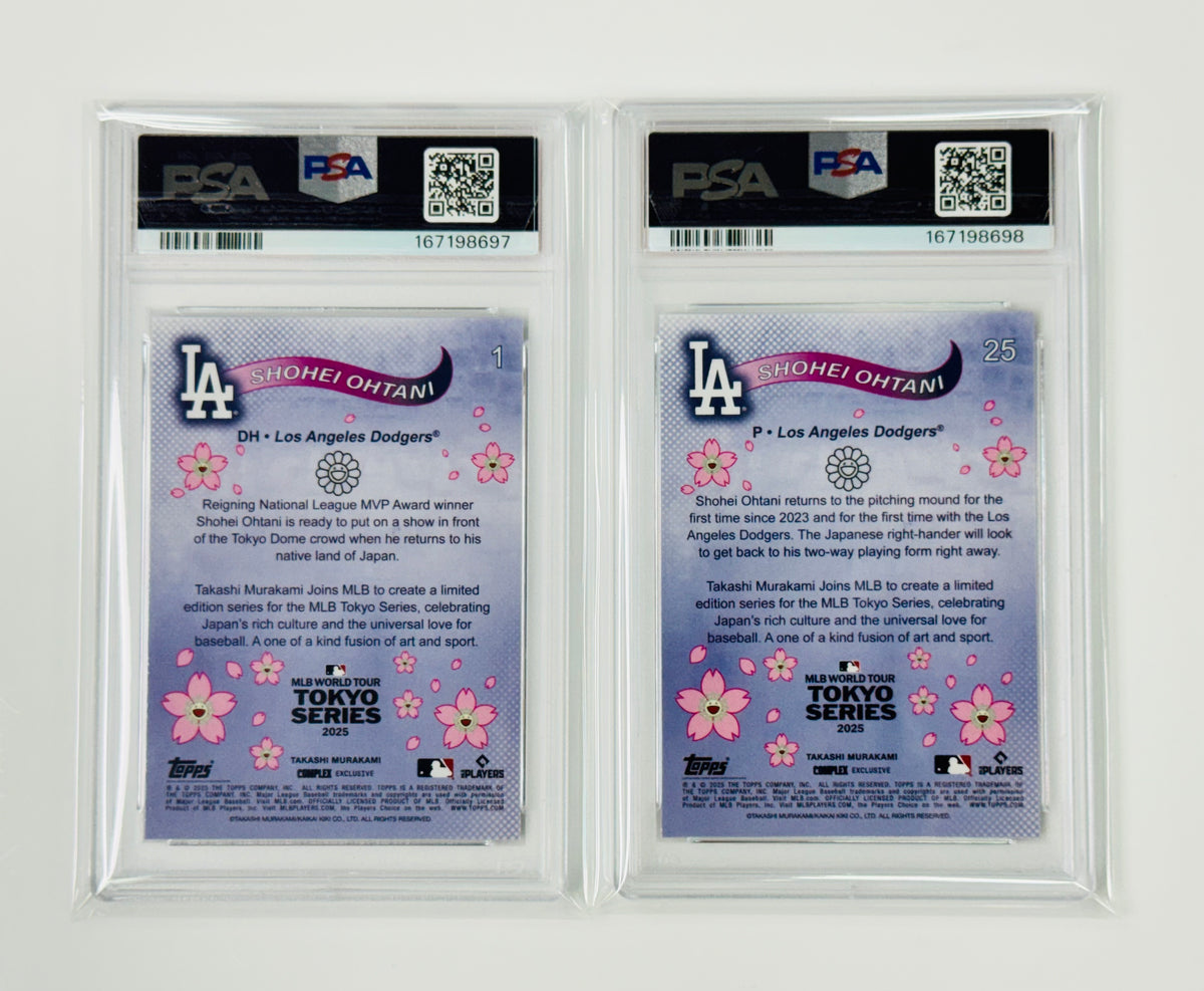 2025 Topps Takashi Murakami + MLB World Tour Tokyo Series #1 & #25 Shohei Ohtani PSA 10 Sequential Set