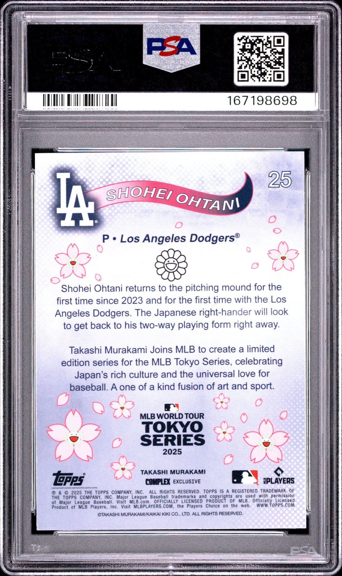 2025 Topps Takashi Murakami + MLB World Tour Tokyo Series #1 & #25 Shohei Ohtani PSA 10 Sequential Set