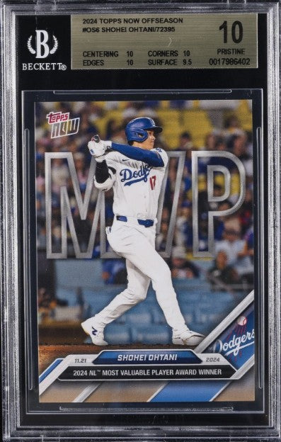 Topps Now Offseason MVP Award Winner Shohei Ohtani 72395 OS-6 2024 BGS 10