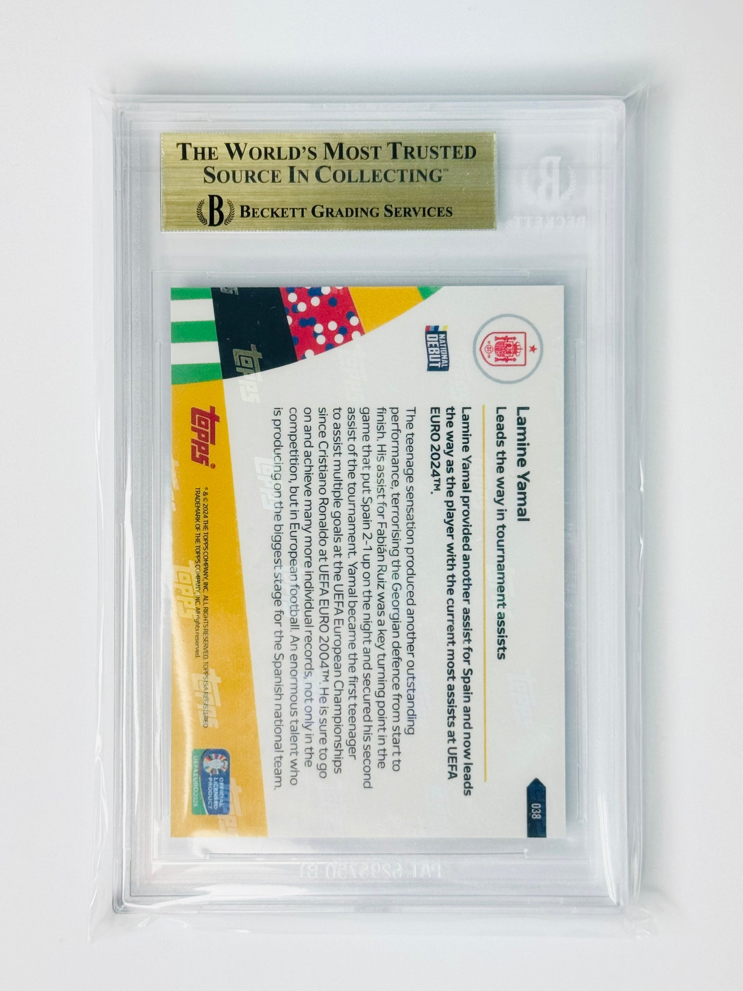2024 Topps Now UEFA Euro #38 Lamine Yamal /5820 BGS 10 National Debut
